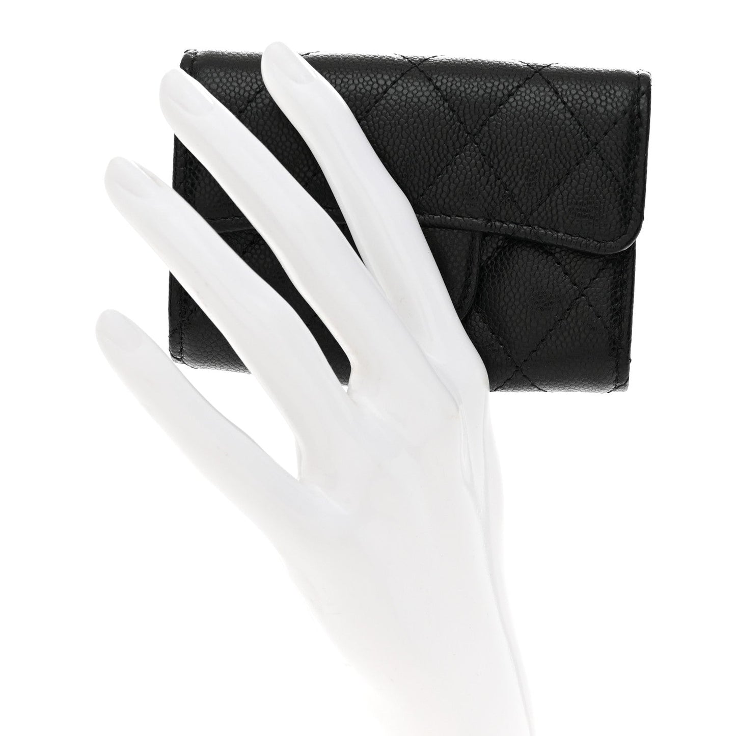 Caviar Quilted Classic 4 Key Holder Wallet Black