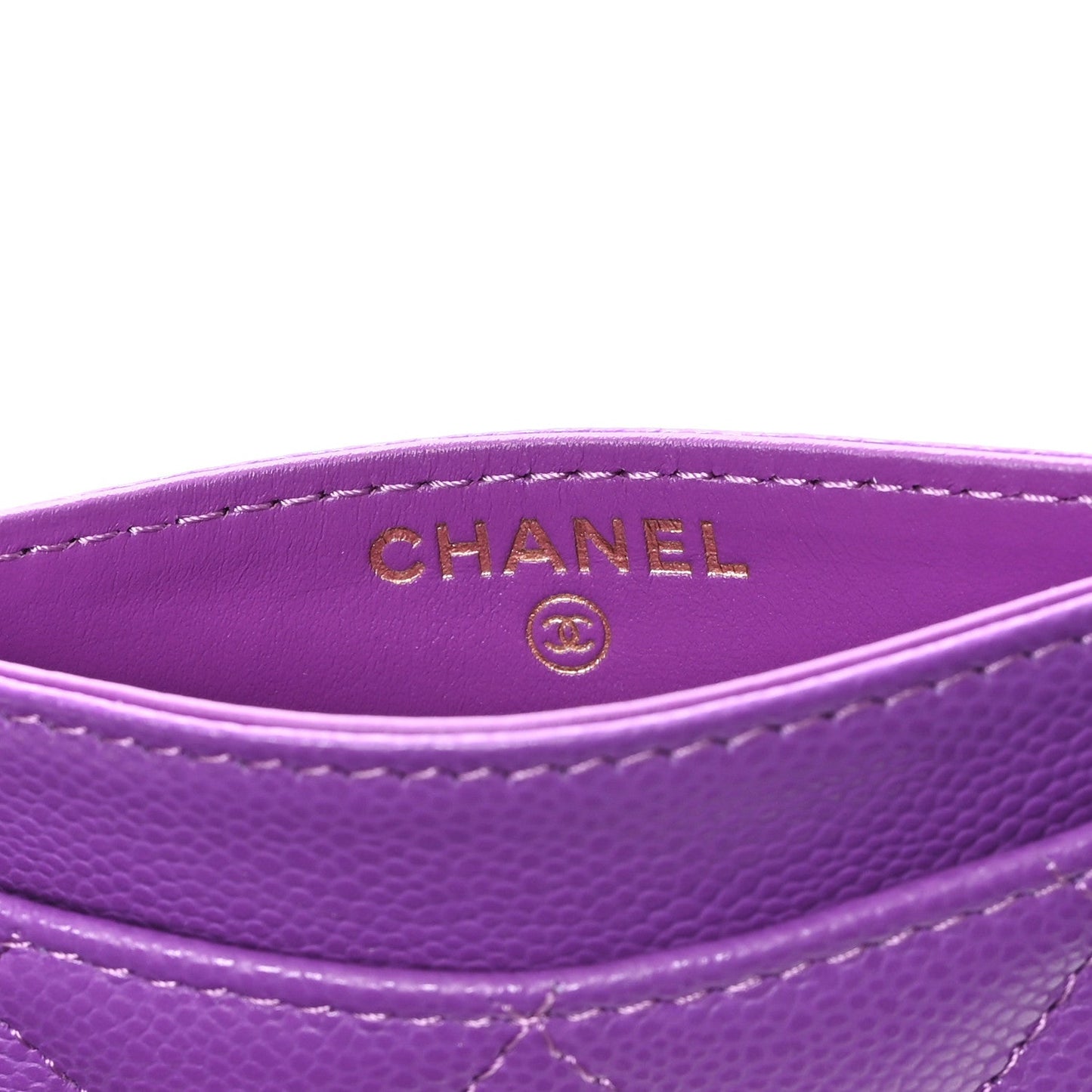 Caviar Quilted Card Holder Purple