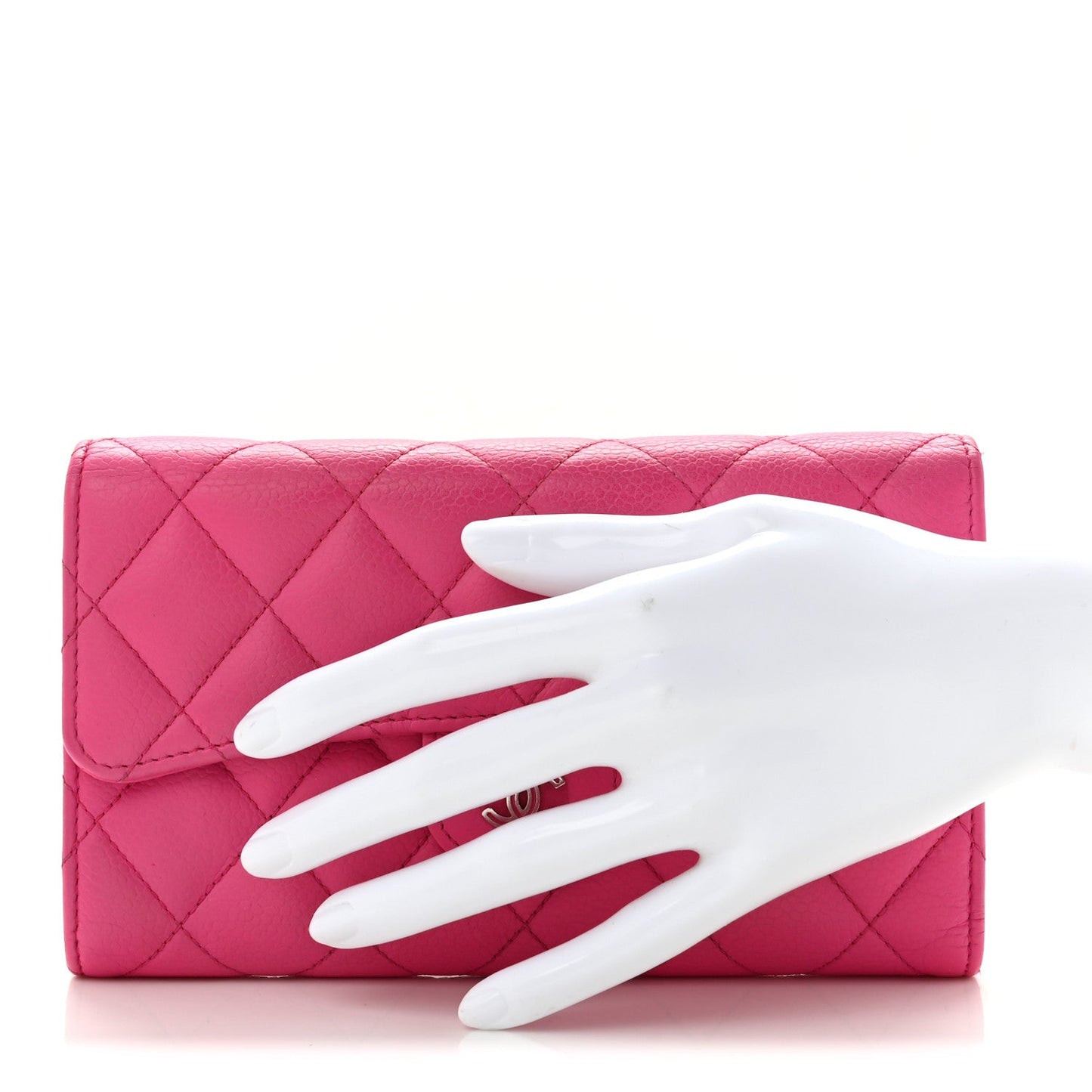 Caviar Quilted Large Flap Wallet Pink