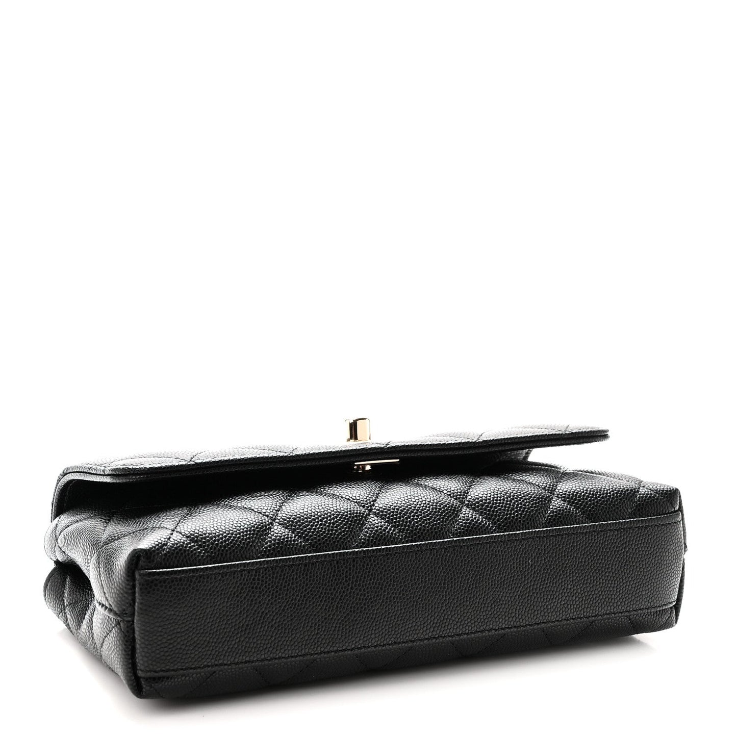 Caviar Quilted Coco Handle East West Clutch With Chain Black