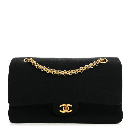 Jersey Quilted Medium Double Flap Black