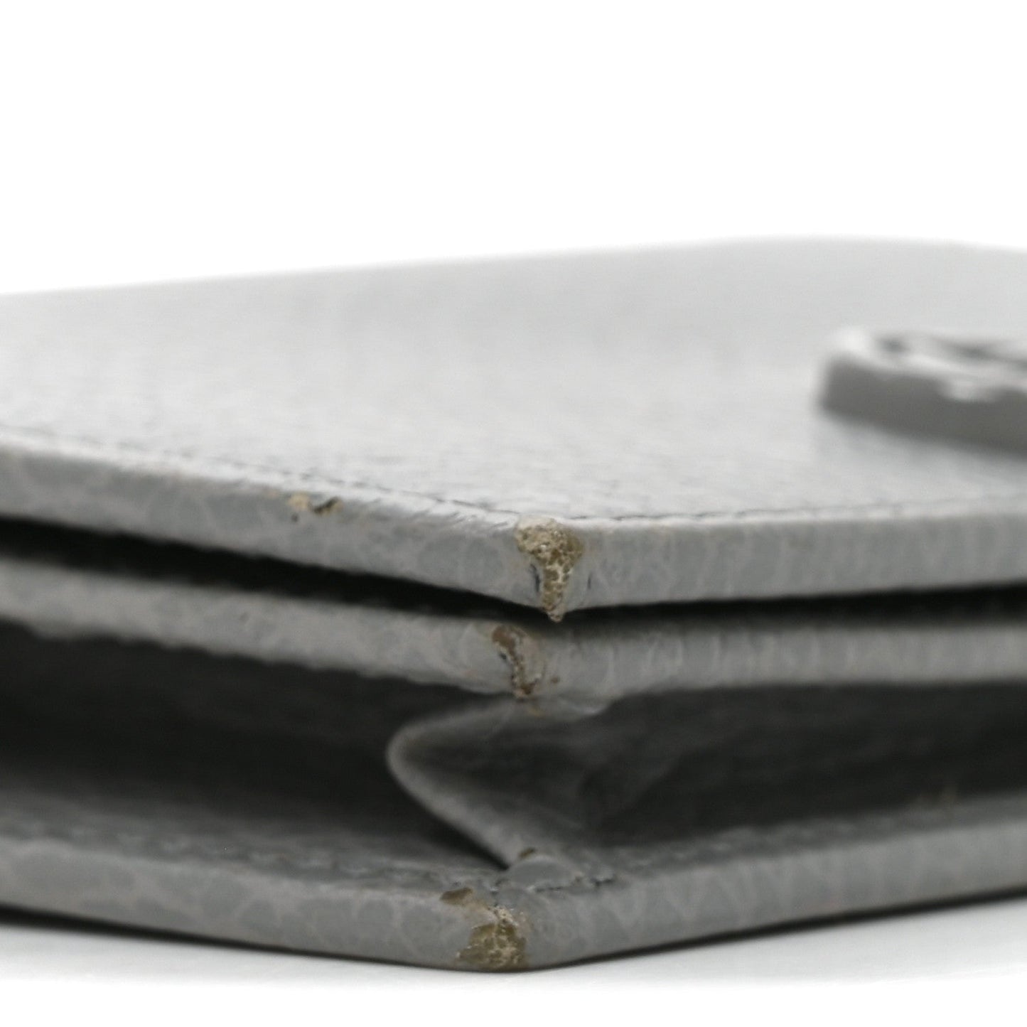 Dollar Calfskin Enamel Monochrome Medium GG Marmont Wallet Deep Grey