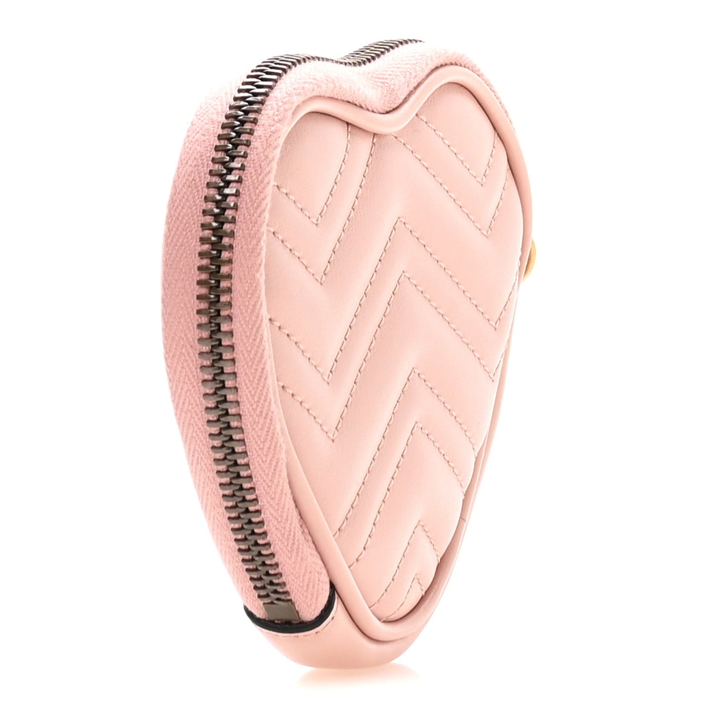 Calfskin Matelasse Chevron GG Marmont Heart Coin Purse Perfect Pink
