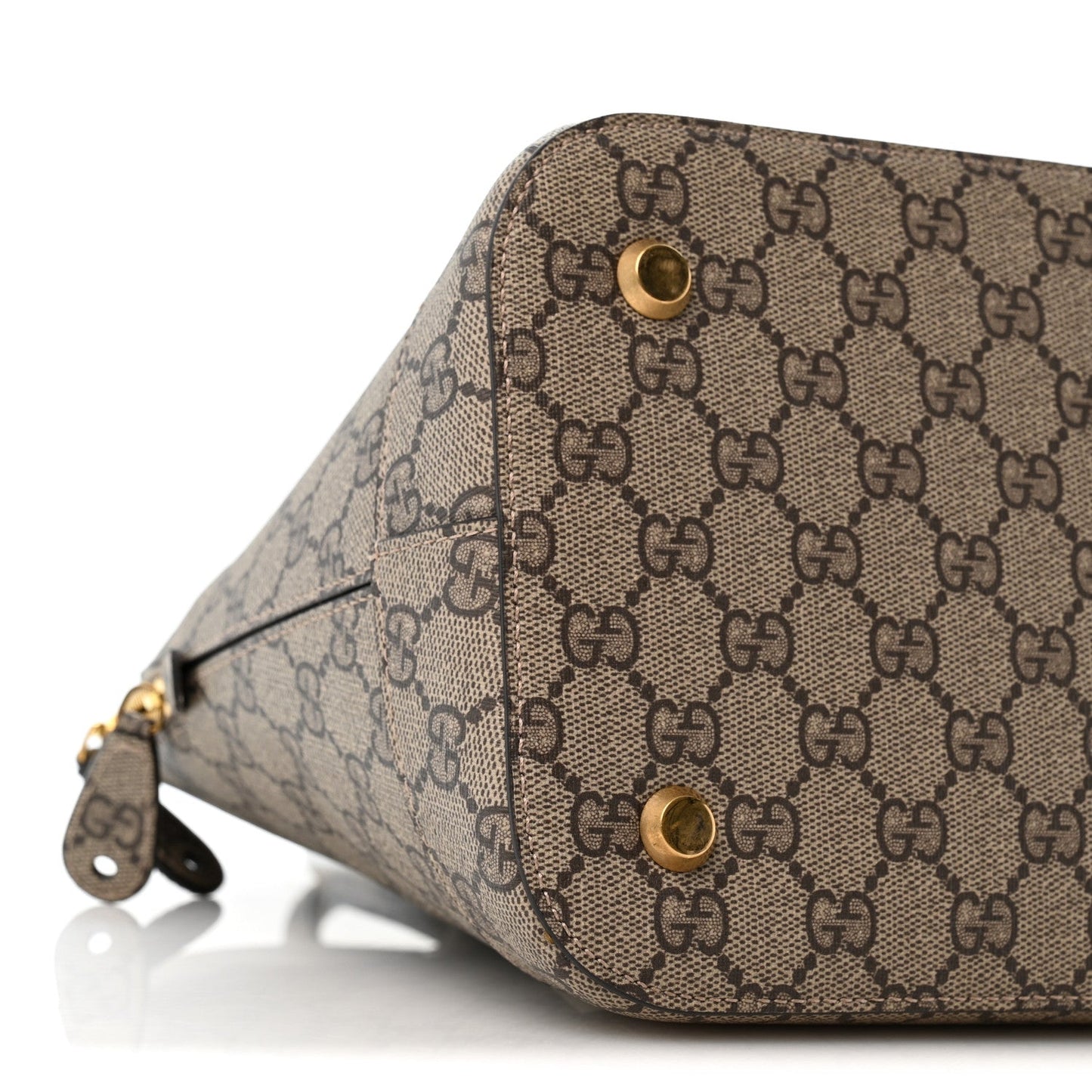 X GUCCI GG Supreme Monogram Medium Ville Top Handle Beige Ebony