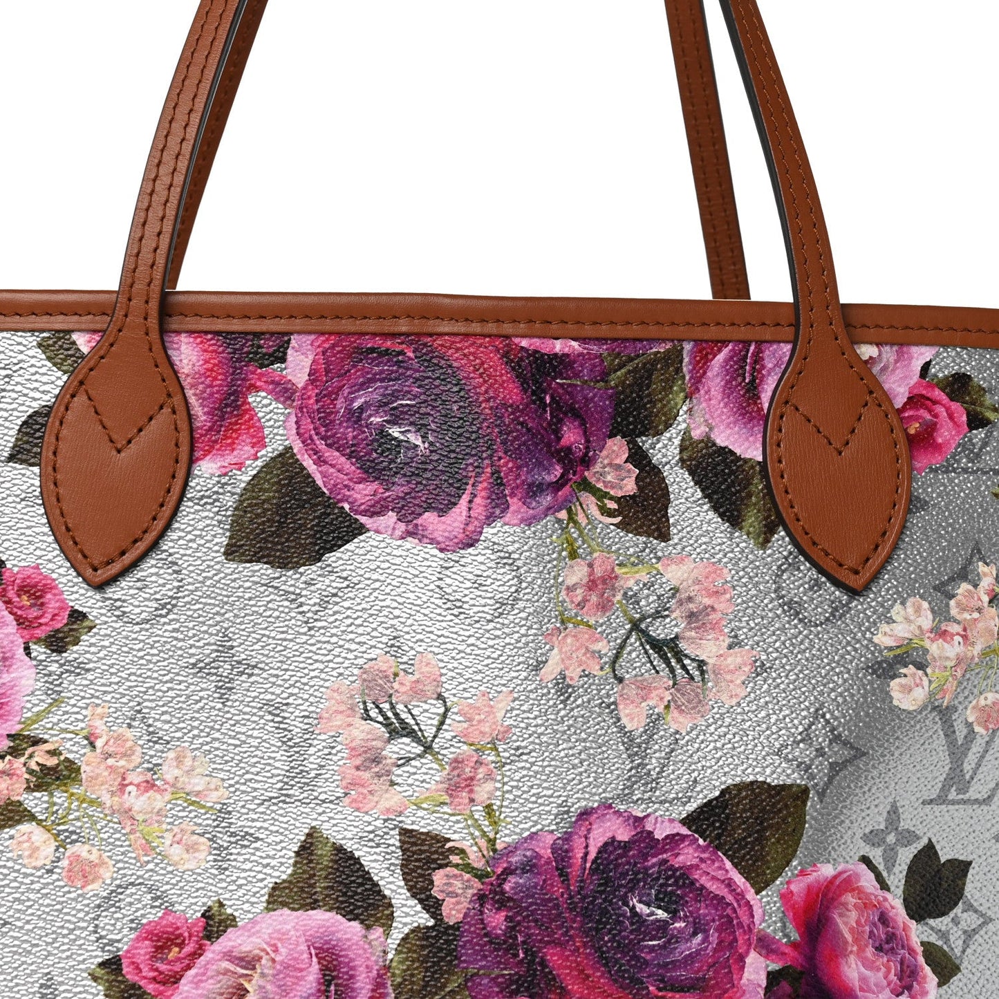 Metallic Monogram LV Garden Neverfull MM Silver