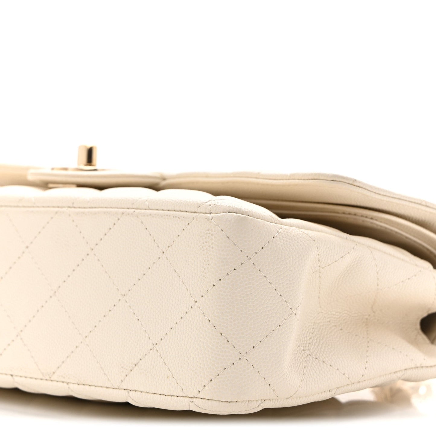 Caviar Quilted Medium Double Flap White