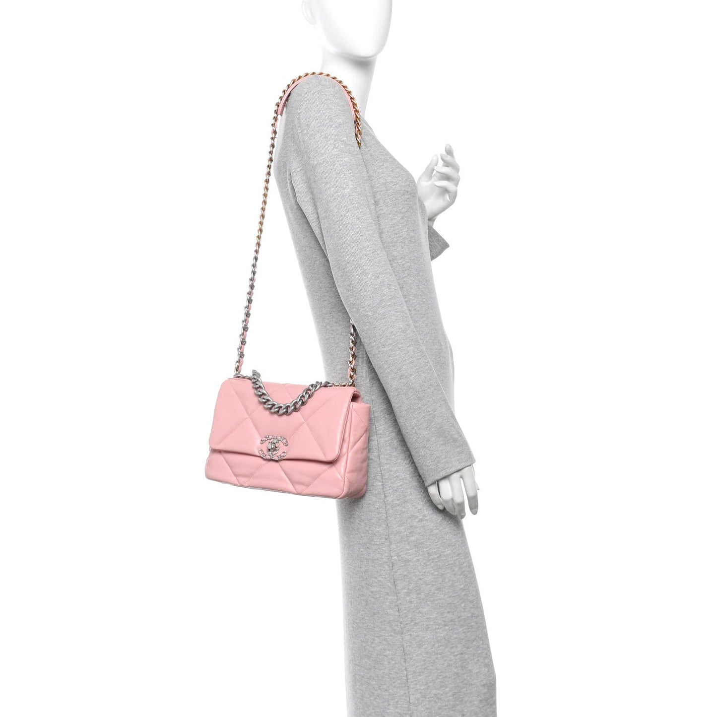 Lambskin Quilted Medium Chanel 19 Flap Light Pink