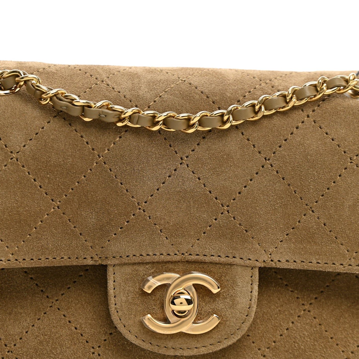 Suede Calfskin Mini Souplissimo Flap Dark Beige