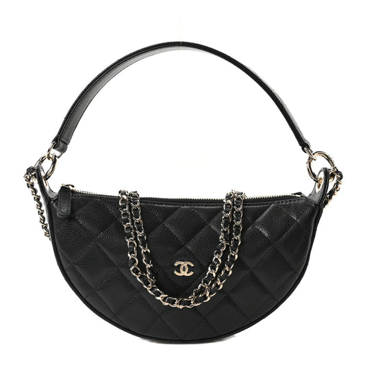 Caviar Quilted Clutch With Chain Black