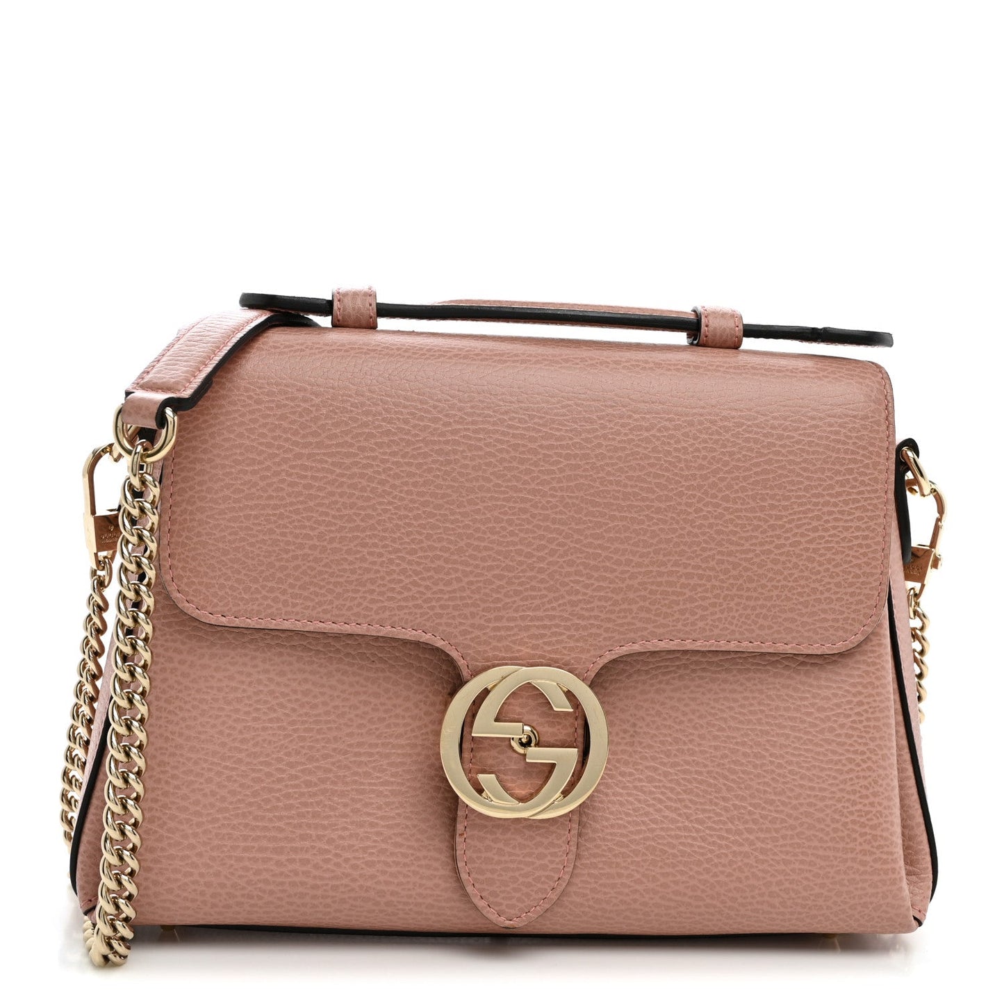 Dollar Calfskin Interlocking G Top Handle Shoulder Bag Soft Pink