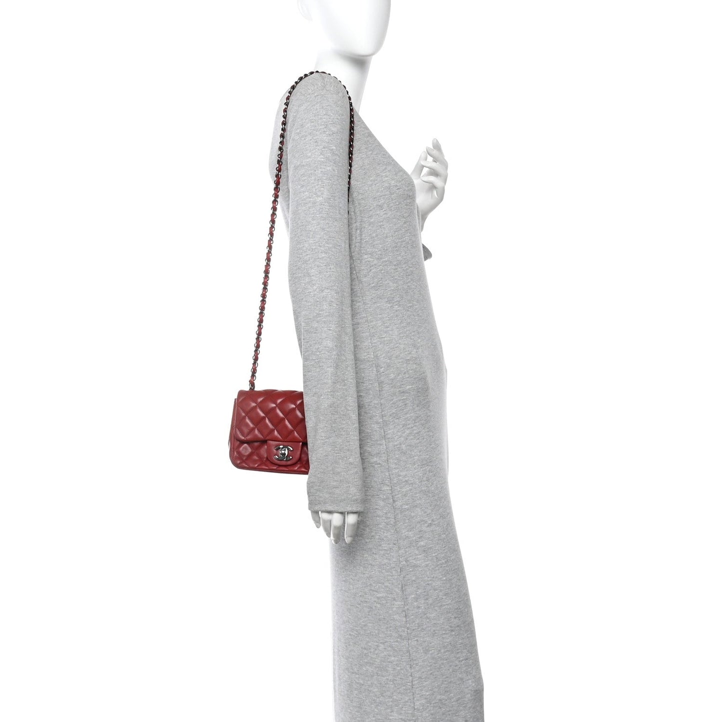 Lambskin Quilted Mini Square Flap Red