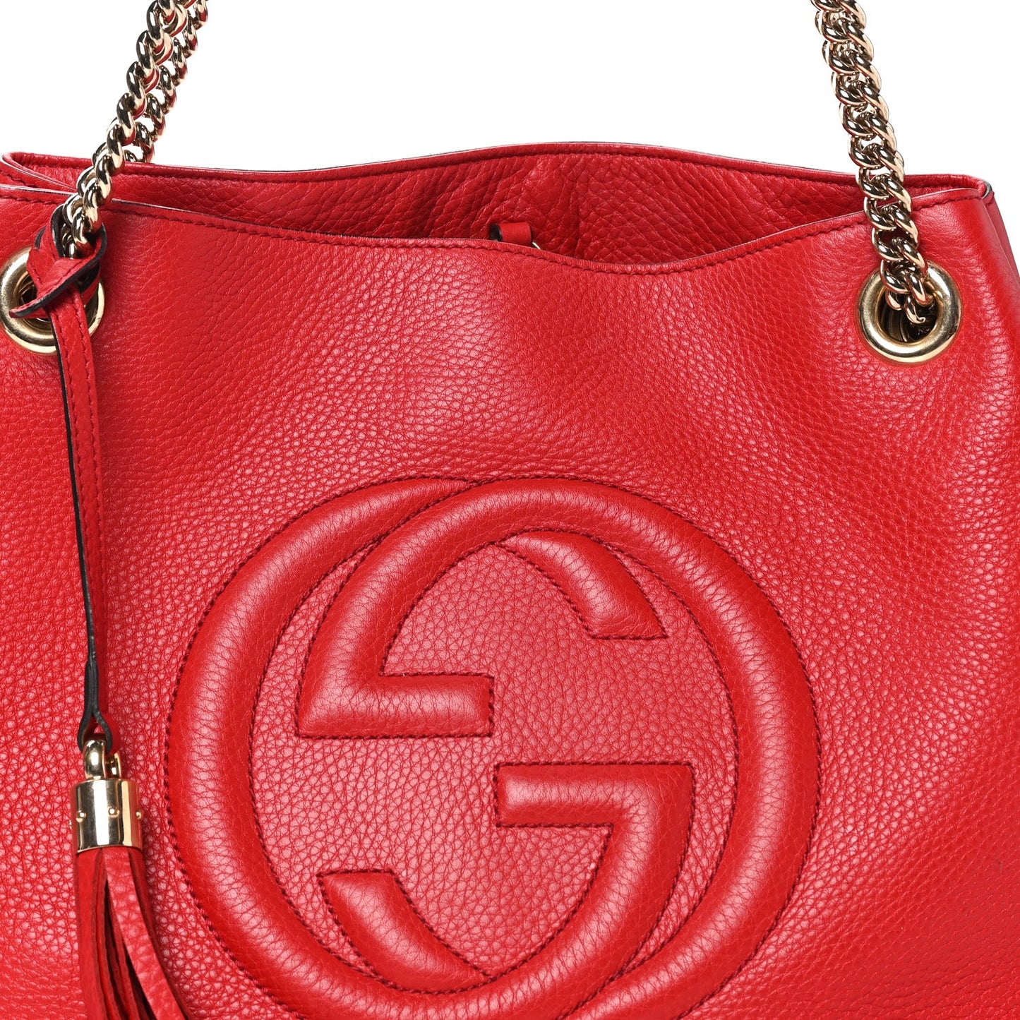 Pebbled Calfskin Medium Soho Chain Shoulder Bag Tabasco Red