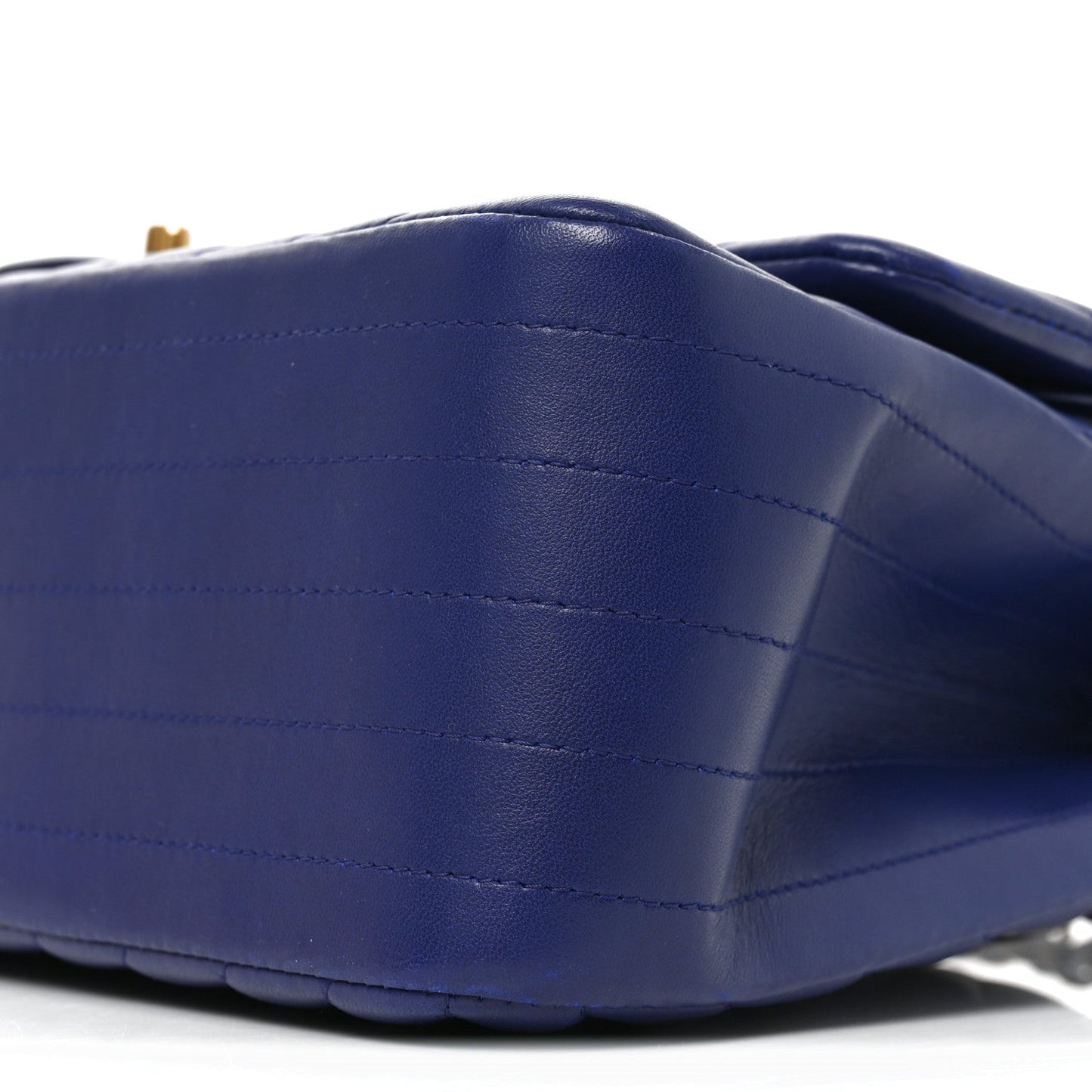 Lambskin Chevron Quilted Jumbo Double Flap Navy Blue