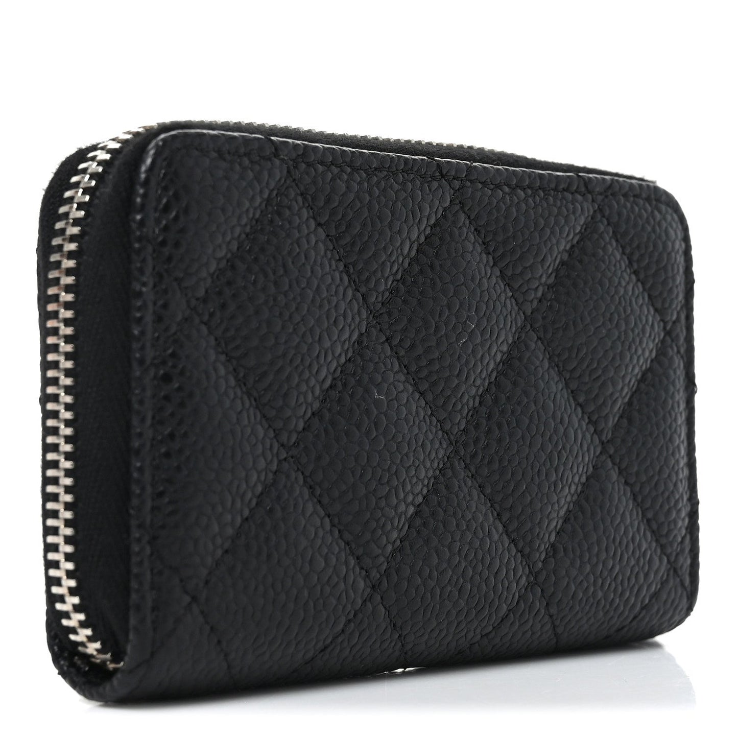 Caviar Quilted Zip Coin Purse Black