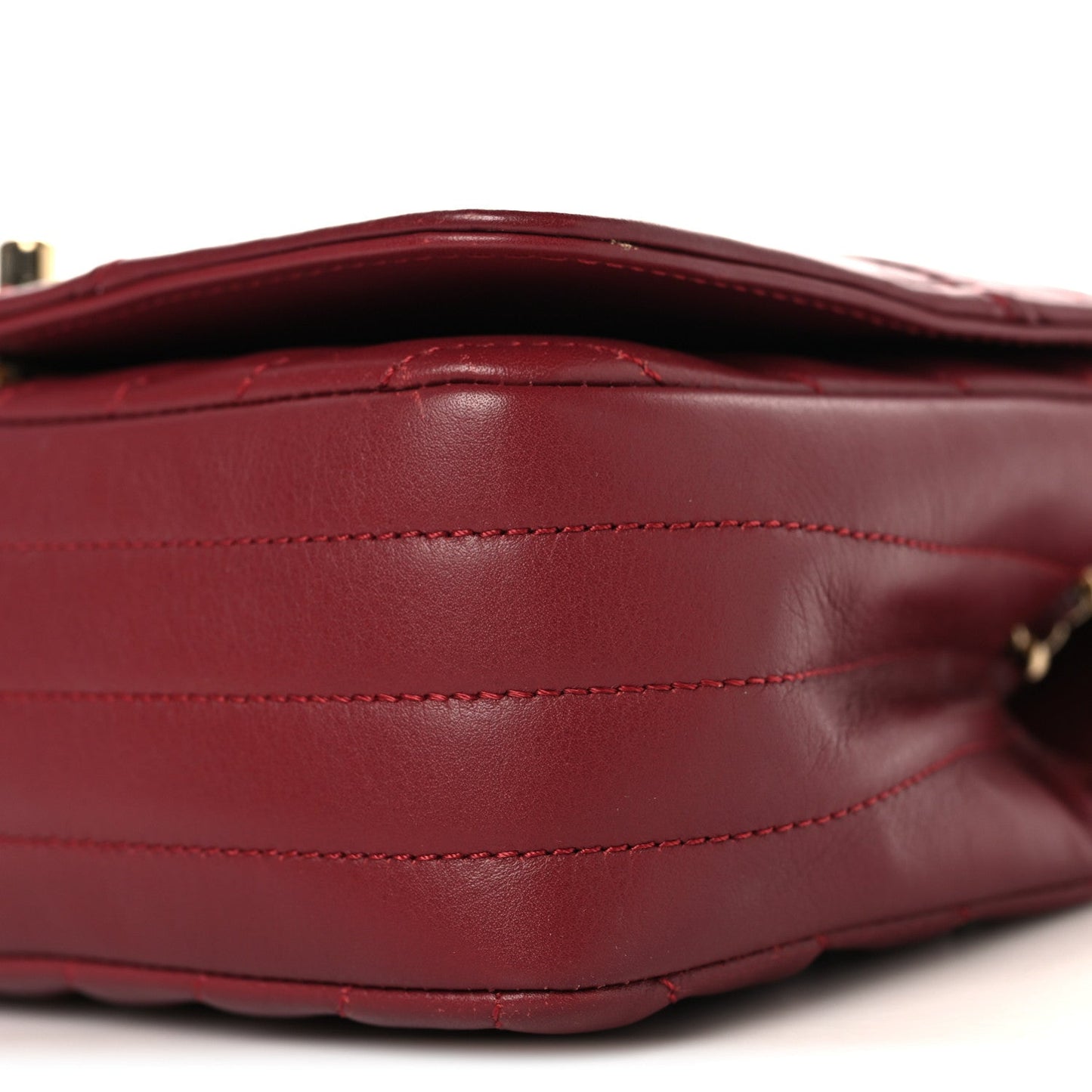 Calfskin Chevron Quilted Mini Statement Flap Burgundy