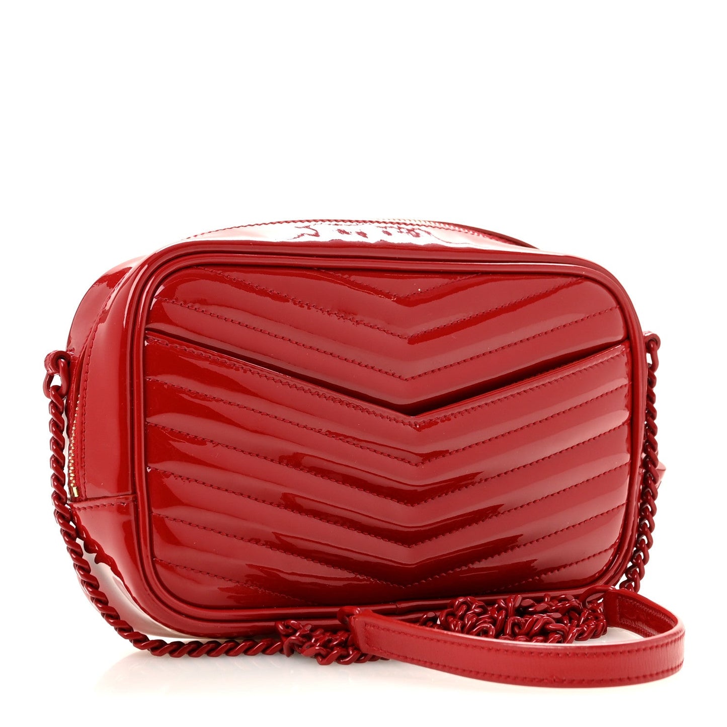 Patent Calfskin Matelasse Monogram Mini Lou Camera Bag Eros Red