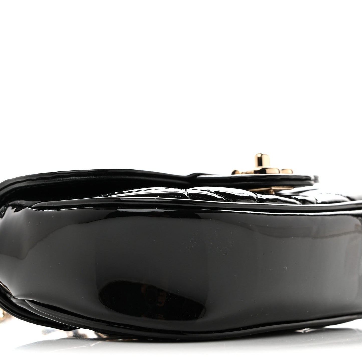 Patent Calfskin Quilted Mini Clutch Black