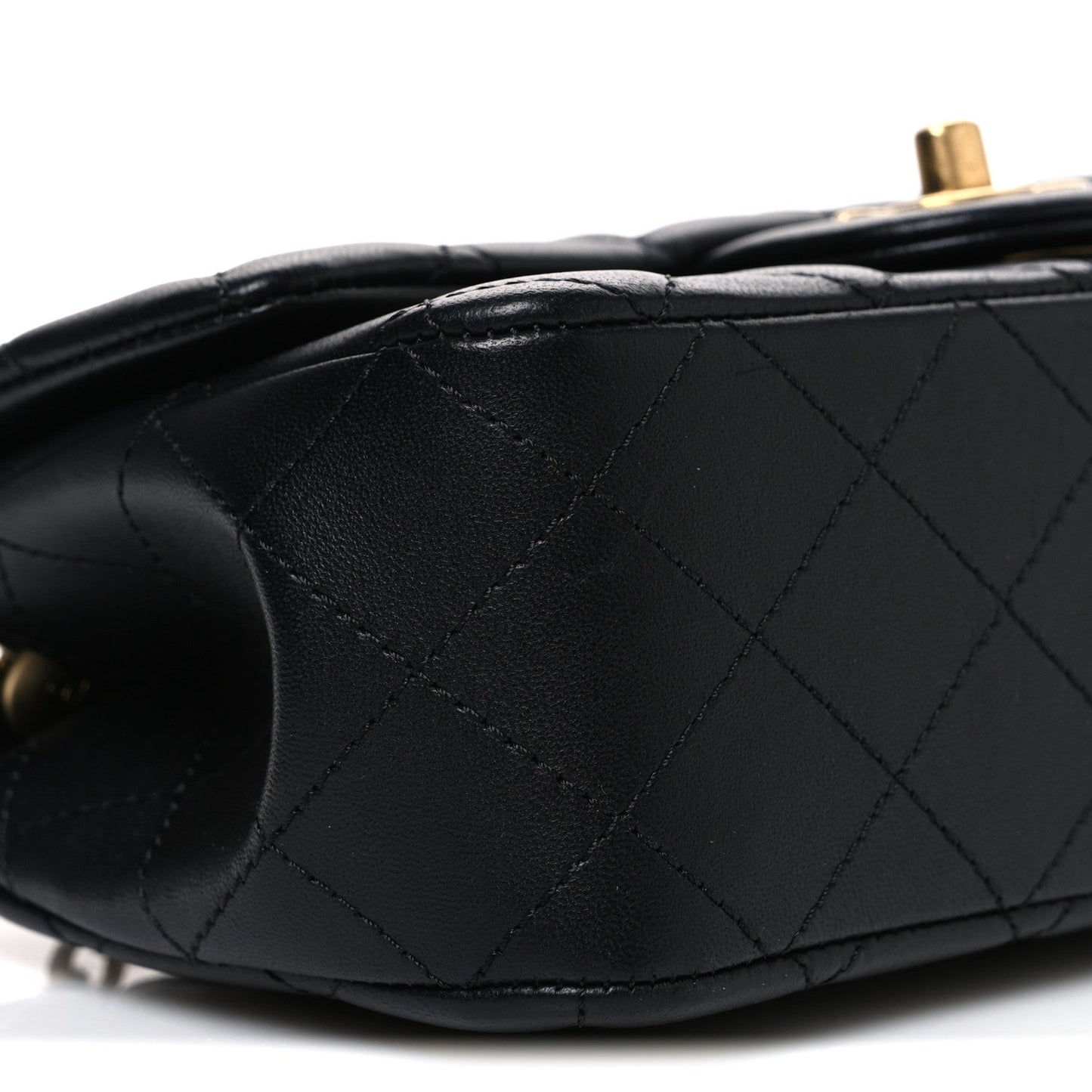 Lambskin Quilted Mini Rectangular Sweet Camellia Flap  Black