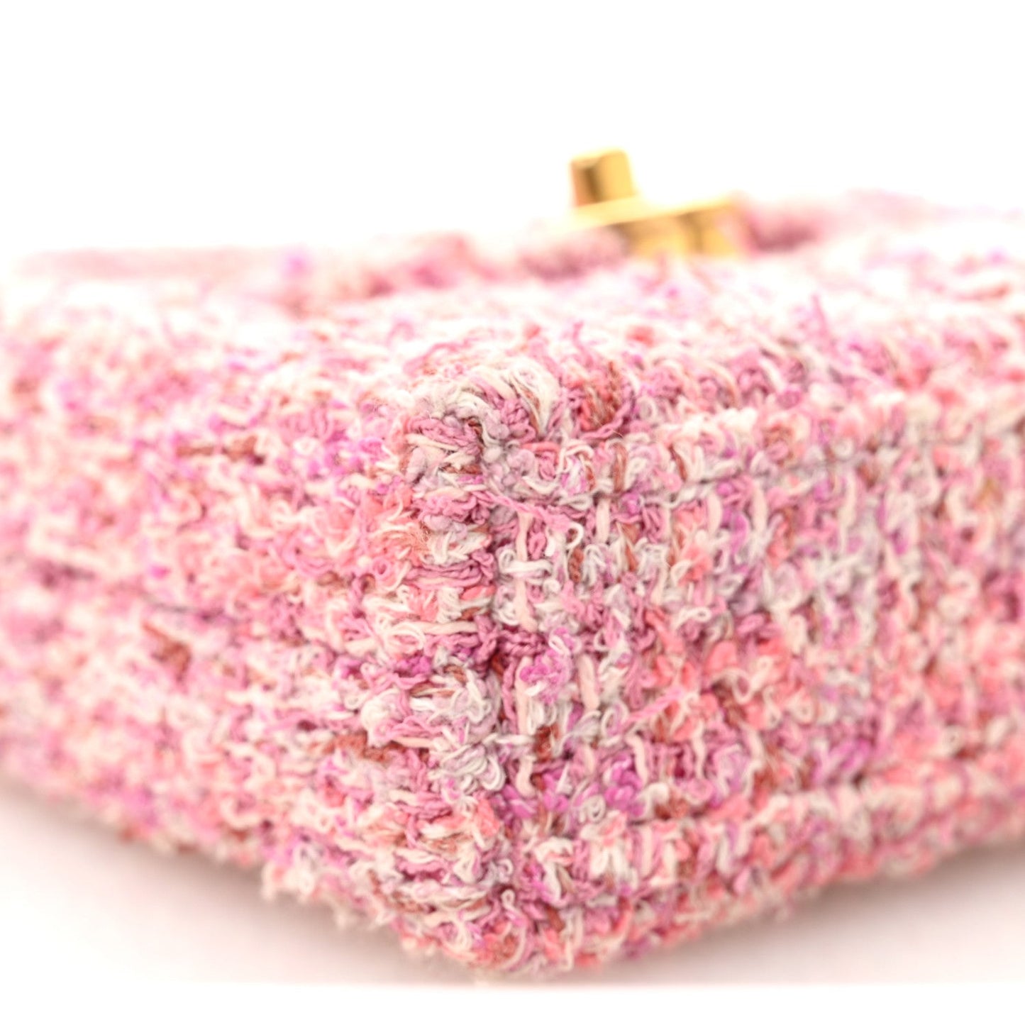 Tweed Quilted Mini Nano Kelly Shopper Pink