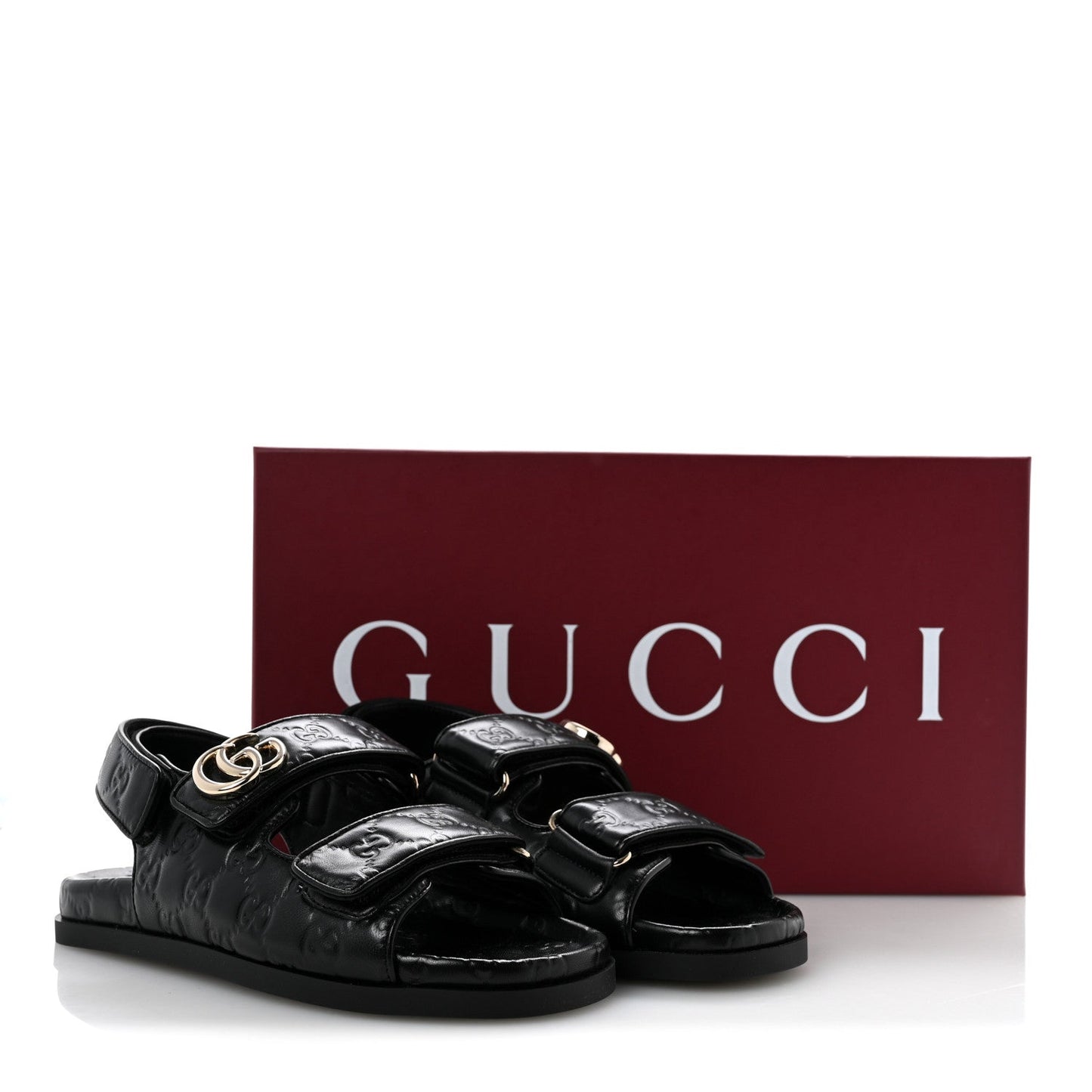 Guccissima GG Embossed Womens Sandals 36.5 Black