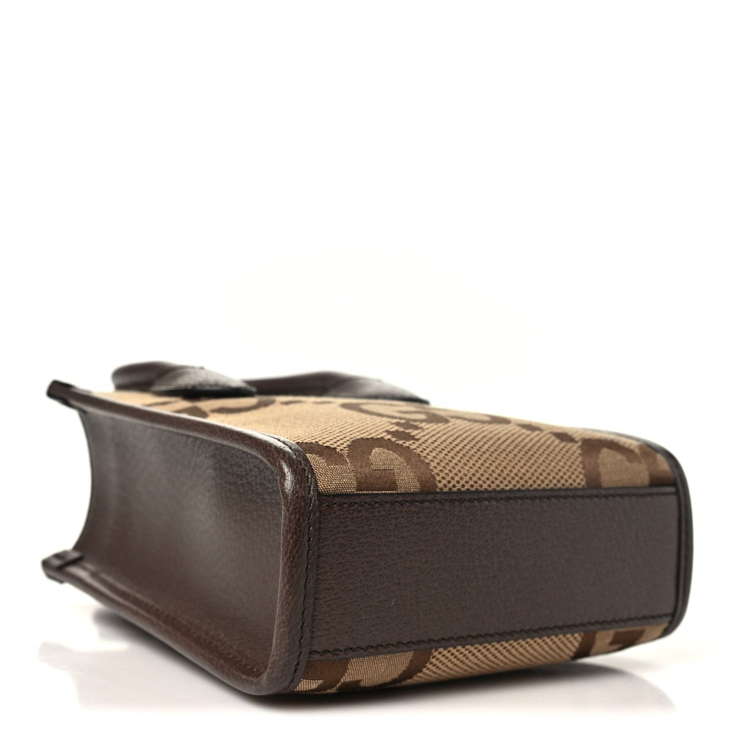 Monogram Jumbo GG Textured Dollar Calfskin Web Mini Vertical Tote Camel Ebony New Acero