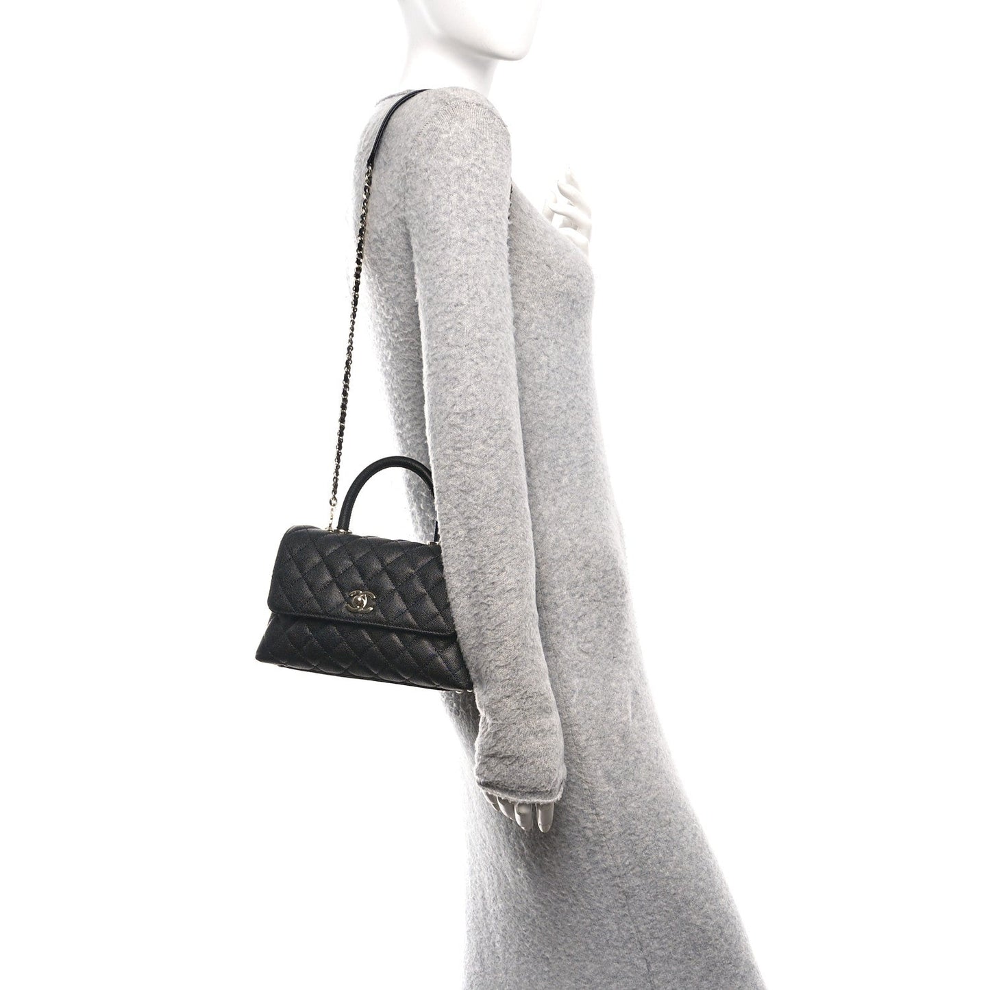 Caviar Quilted Mini Coco Handle Flap Black Black