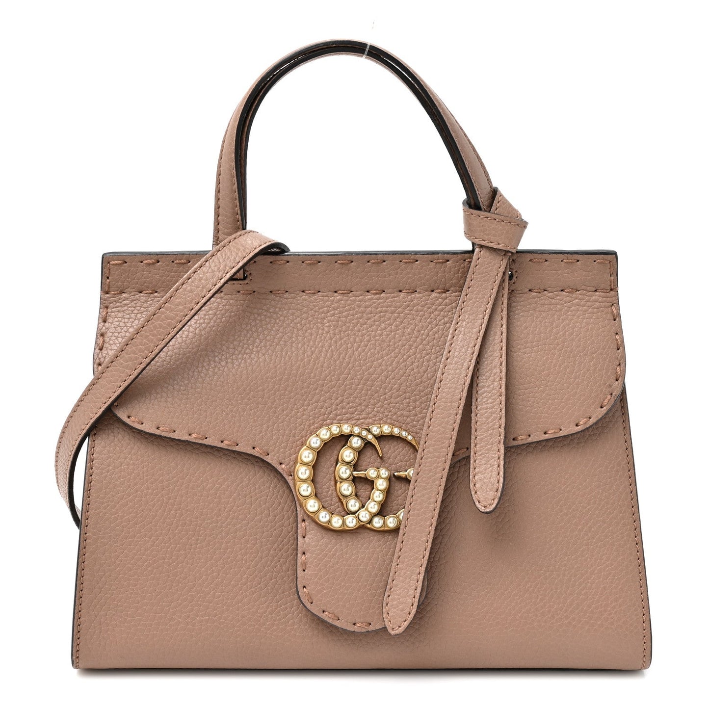 Calfskin Mini Pearly GG Marmont Top Handle Bag Porcelain Rose