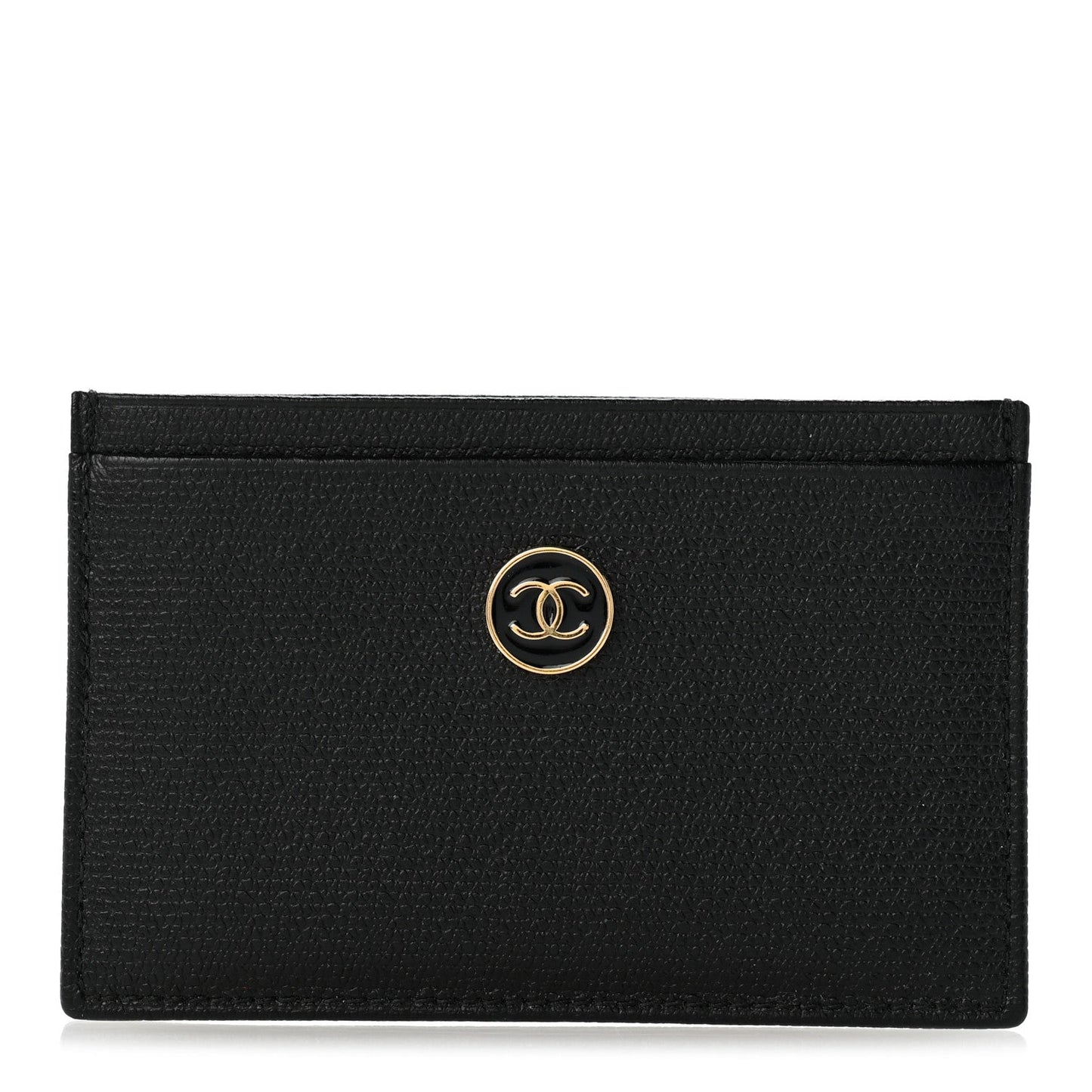 Calfskin Coco Button Card Holder Black