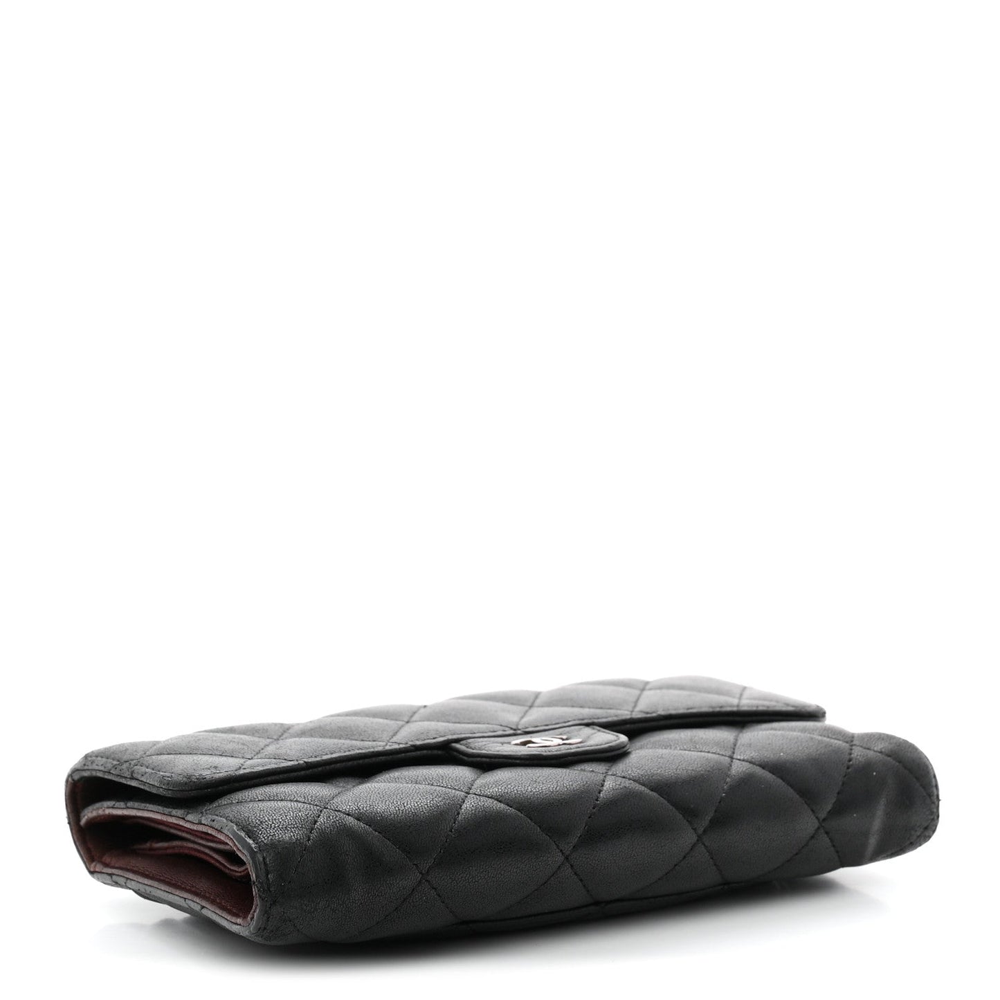 Lambskin Quilted Large Flap Wallet Black