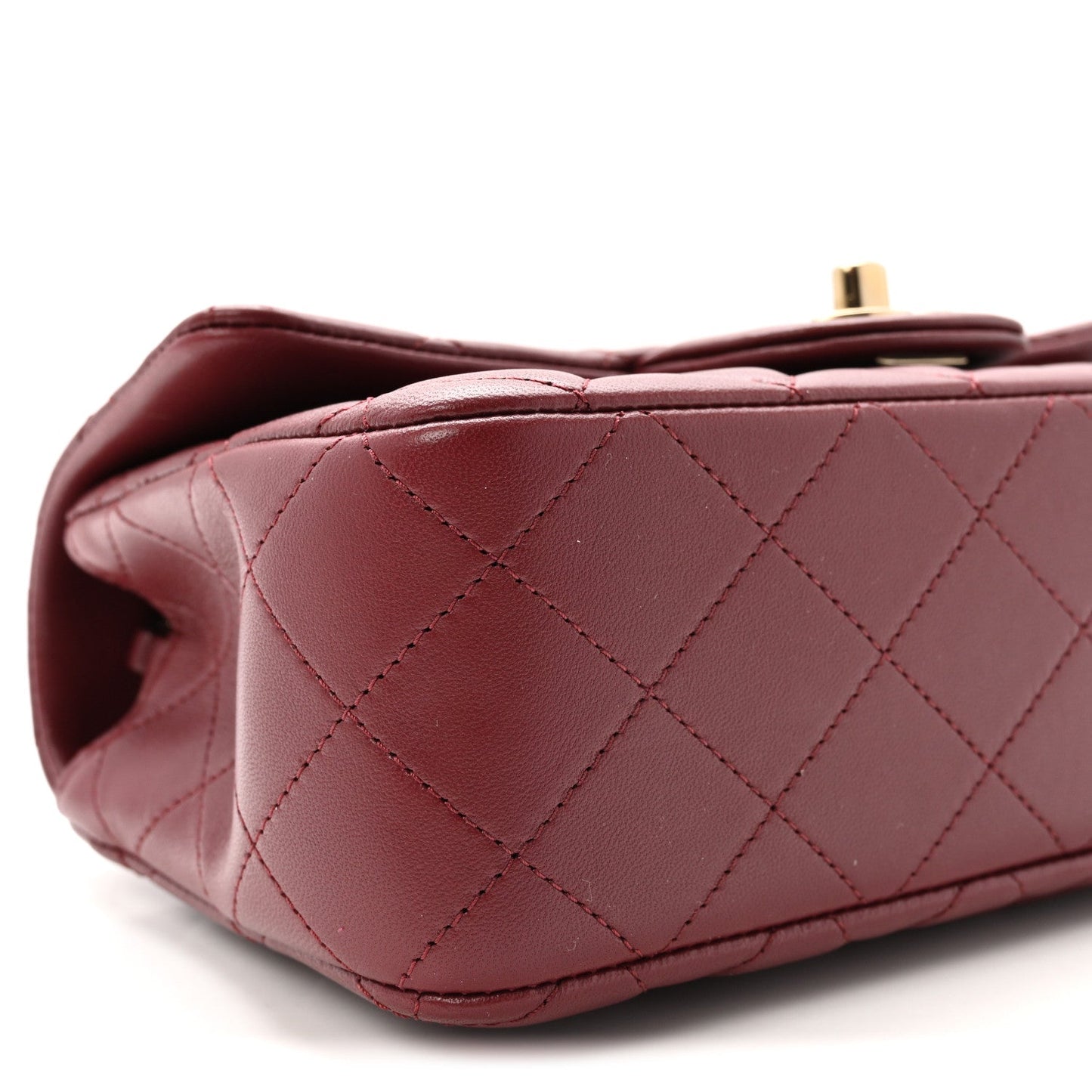 Lambskin Quilted Mini Rectangular Flap Burgundy