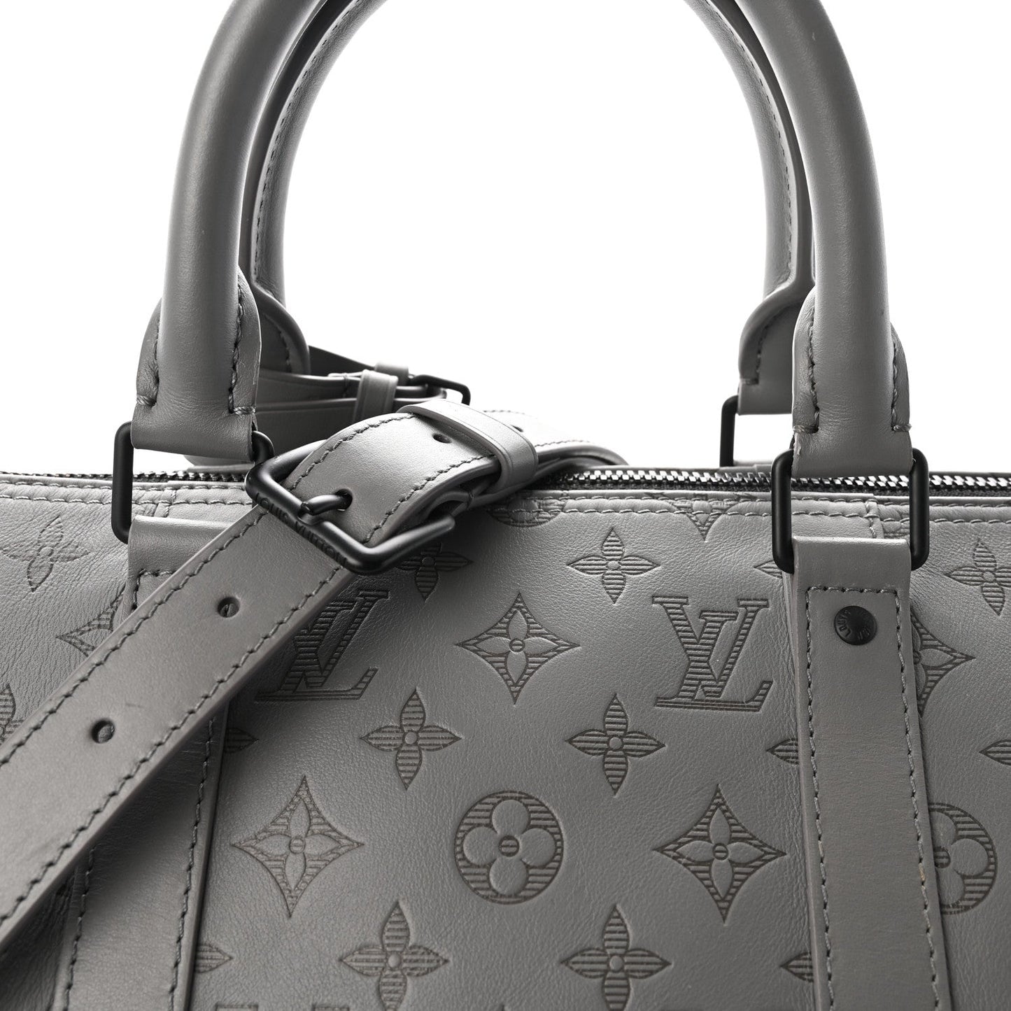 Calfskin Monogram Shadow Keepall Bandouliere 50 Anthracite Gray