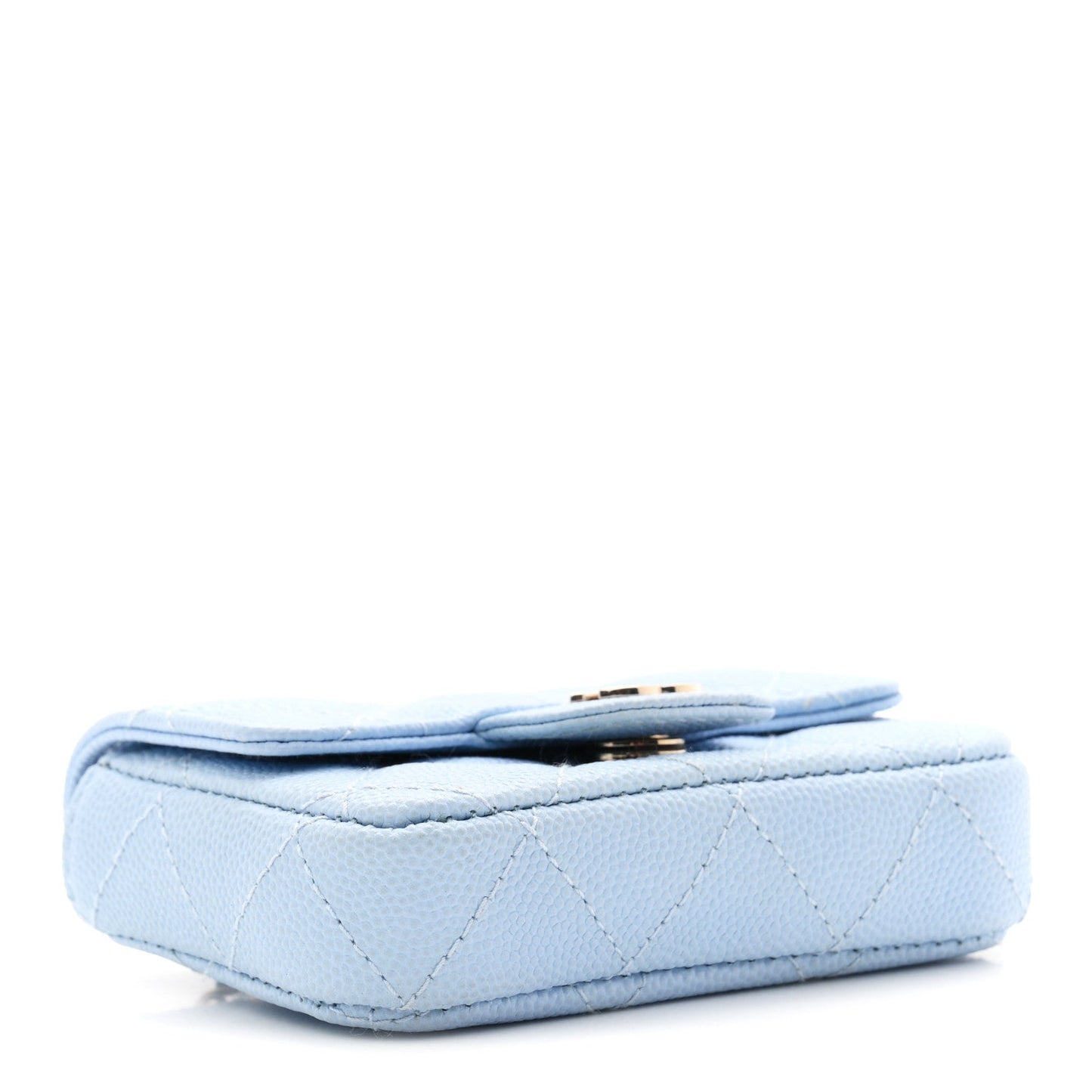 Caviar Quilted Flap Chain Waist Bag Light Blue