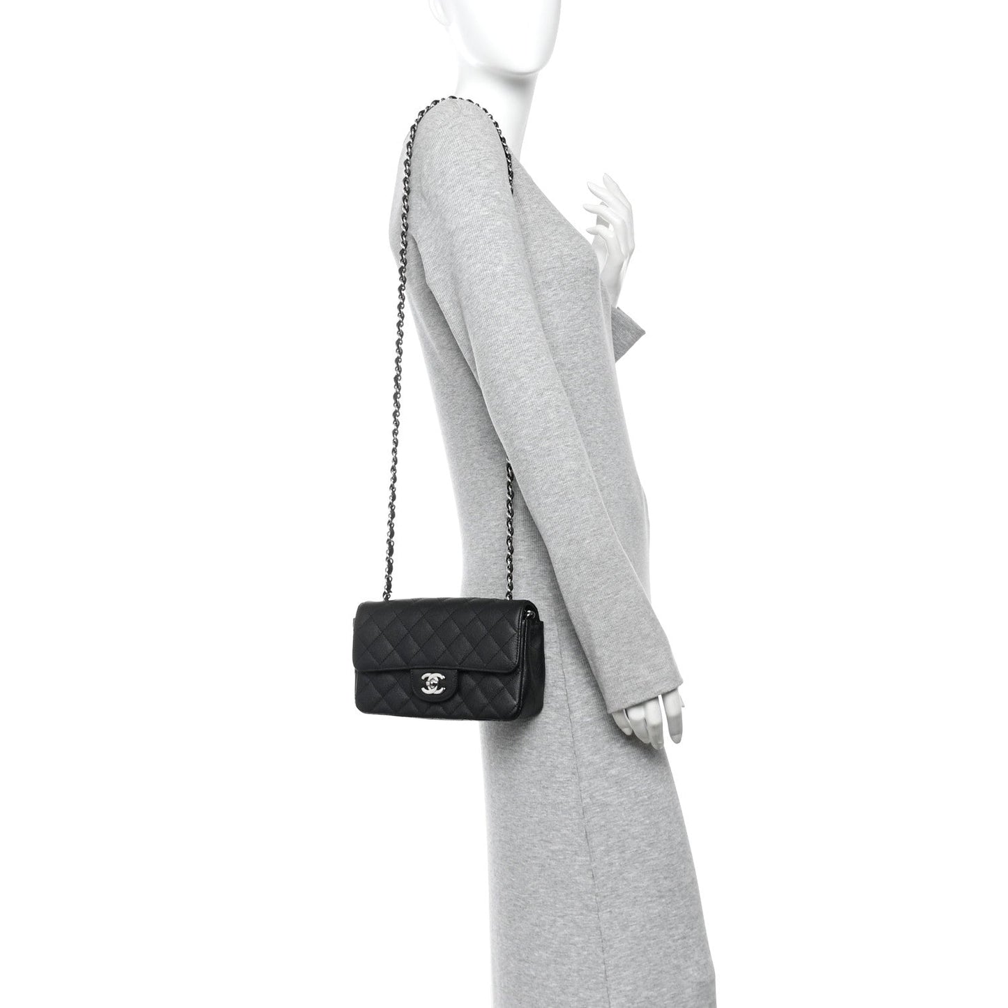 Caviar Quilted Mini Rectangular Flap Black