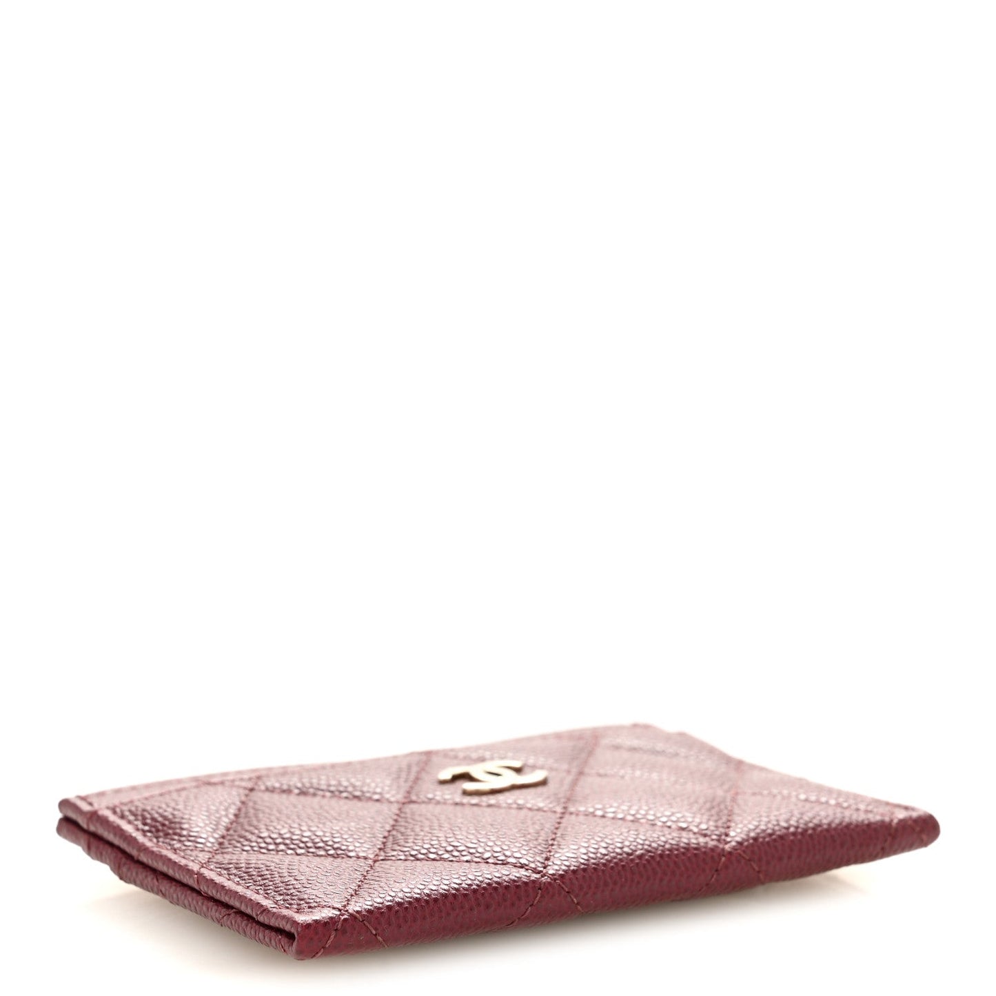 Caviar Quilted Card Holder Dark Burgundy