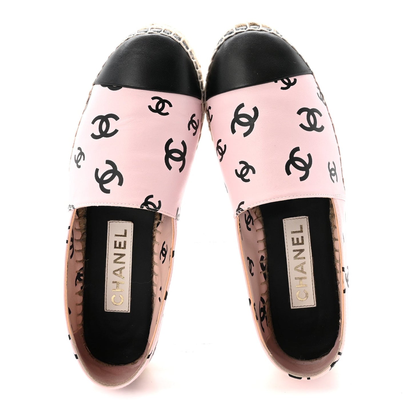 Lambskin Printed CC Espadrilles 37 Light Pink Black