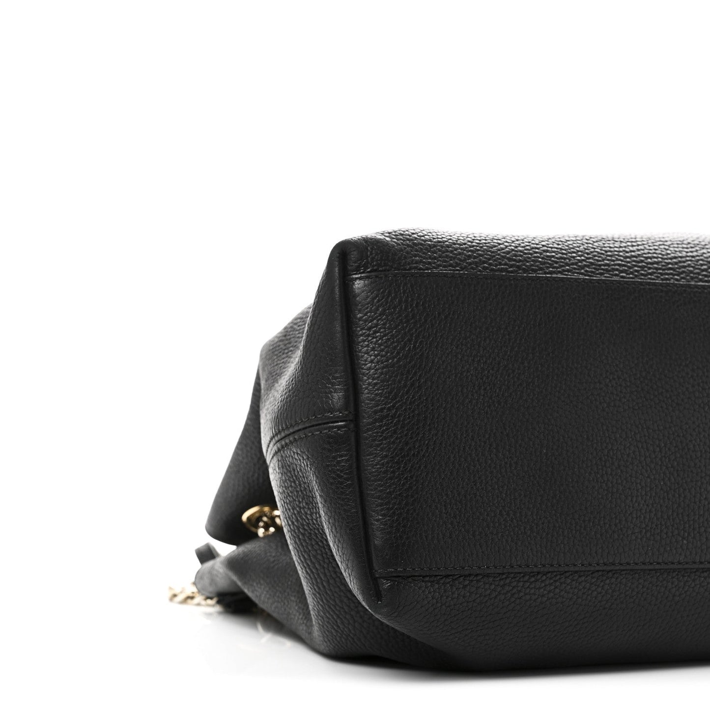 Pebbled Calfskin Medium Soho Chain Shoulder Bag Black