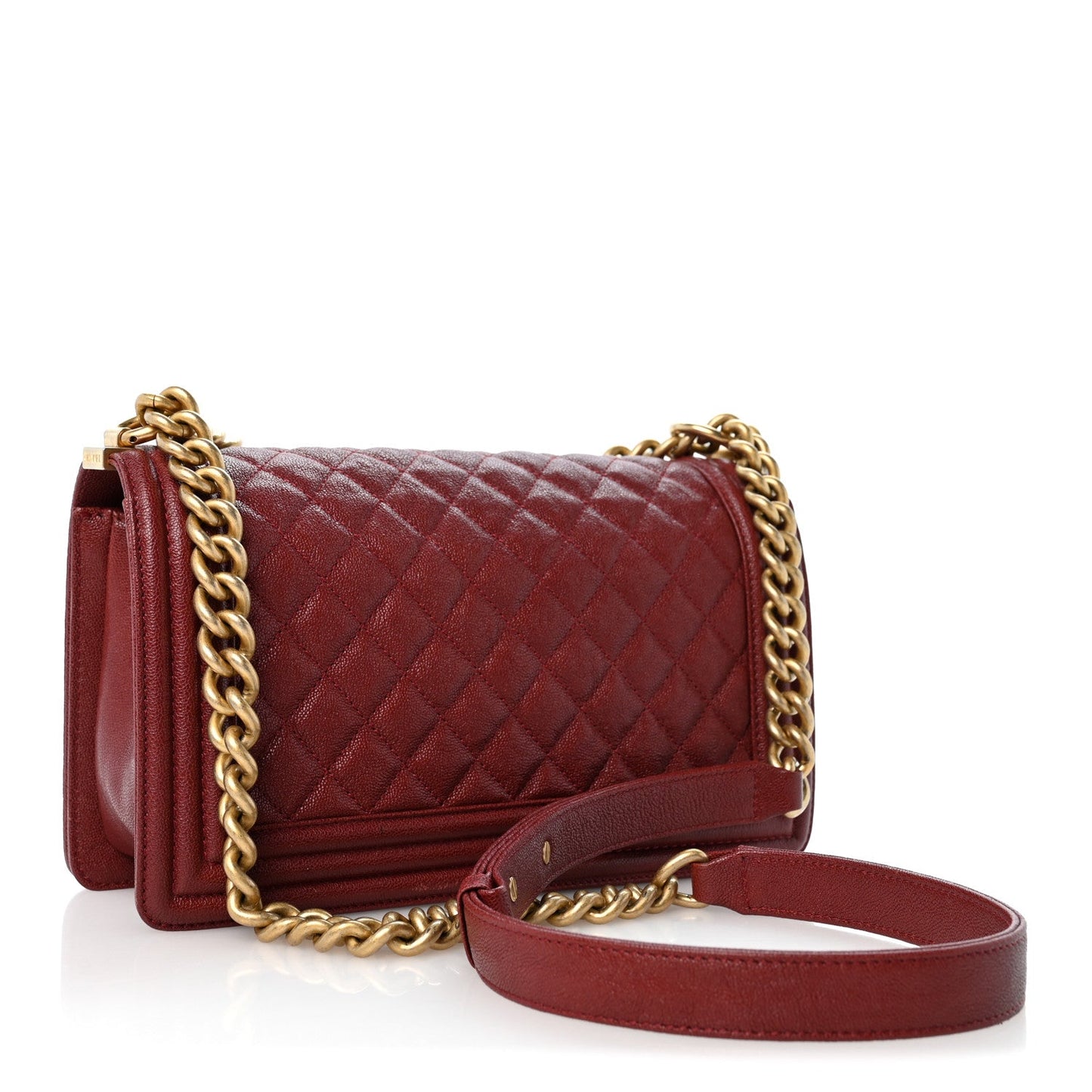 Caviar Quilted Medium Boy Flap Burgundy