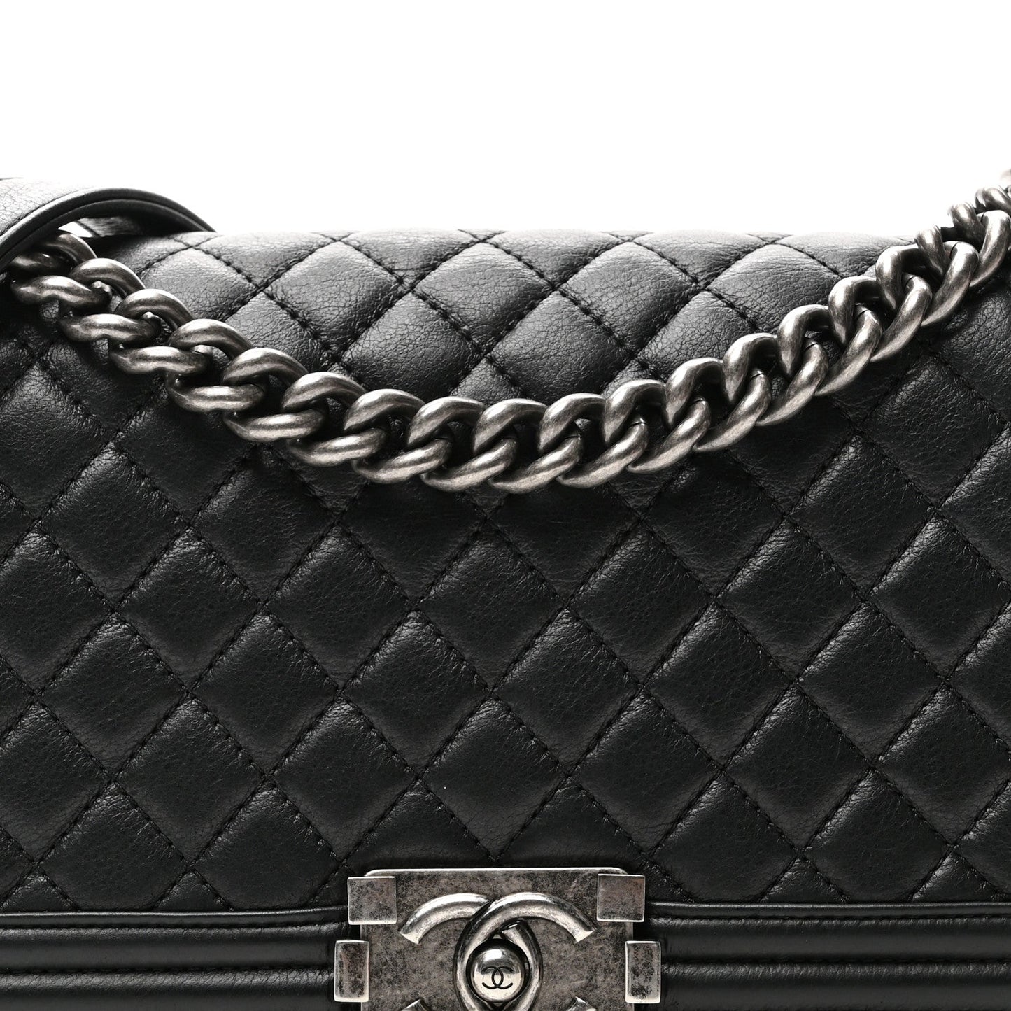 Calfskin Quilted Medium Boy Flap Black