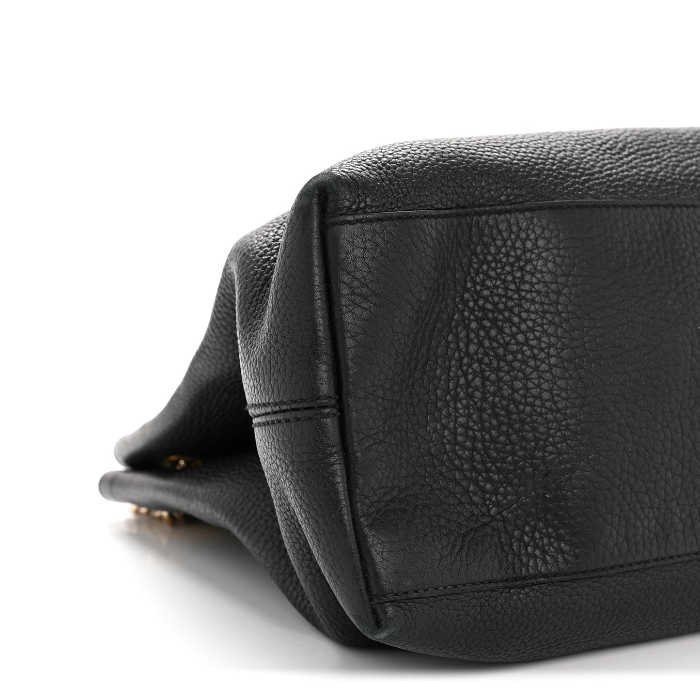 Pebbled Calfskin Medium Soho Chain Shoulder Bag Black