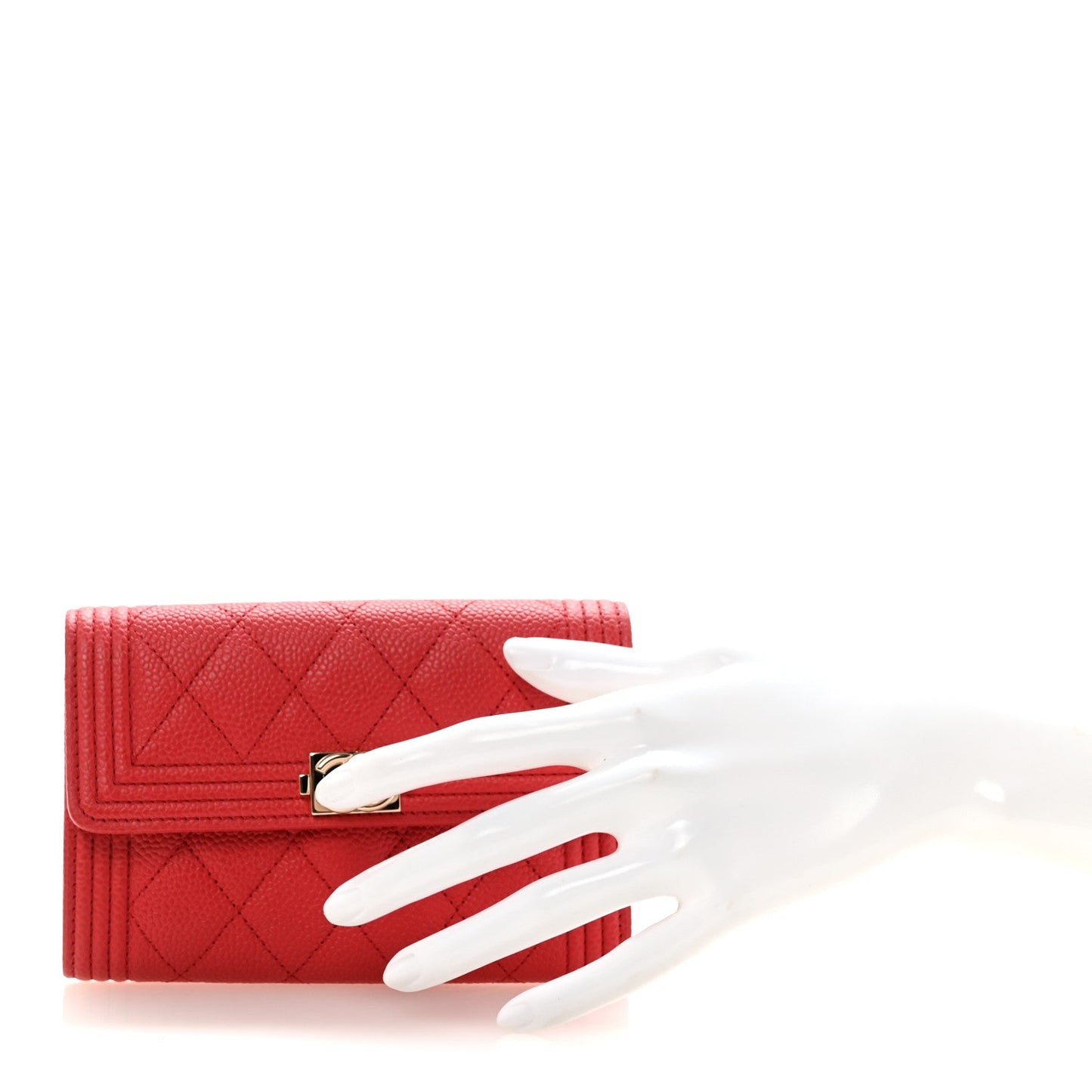 Caviar Quilted Medium Boy Flap Wallet Red