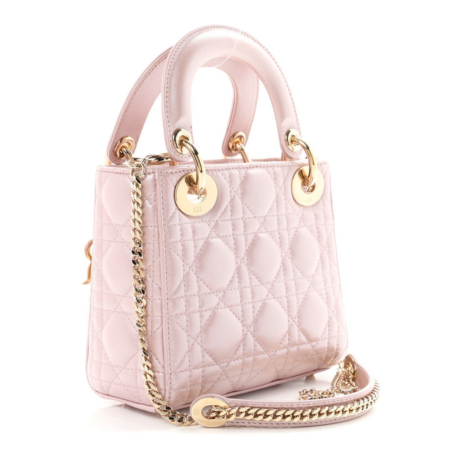 Metallic Lambskin Cannage Mini Lady Dior  Lotus