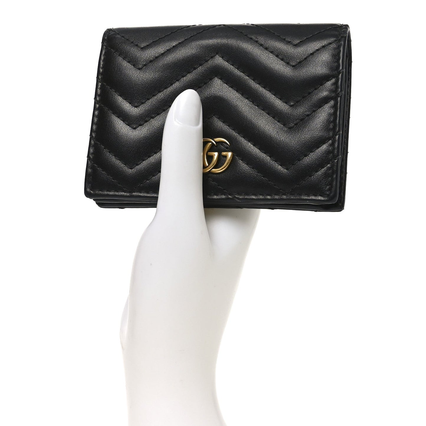 Calfskin Matelasse GG Marmont Card Case Wallet Black