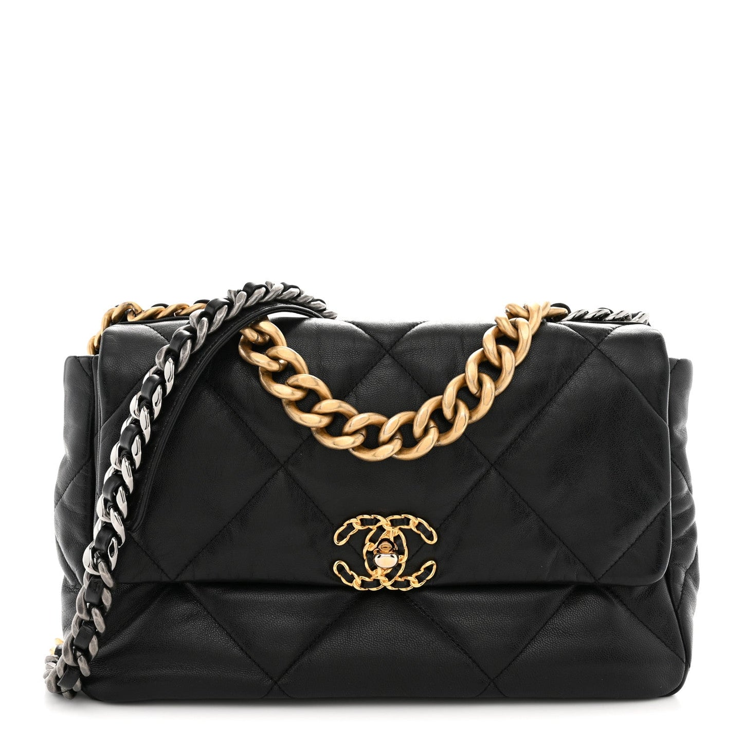 Goatskin Quilted Large Chanel 19 Flap Black