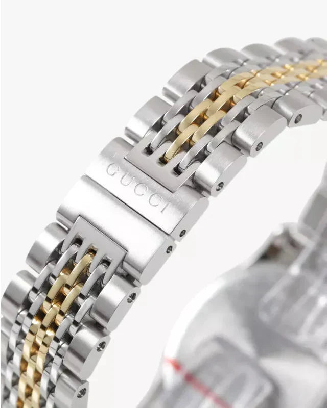 Gucci G Timeless Diamonds Mother of Pearl Dial Two Tone Mesh Bracelet Watch for Women - YA126513