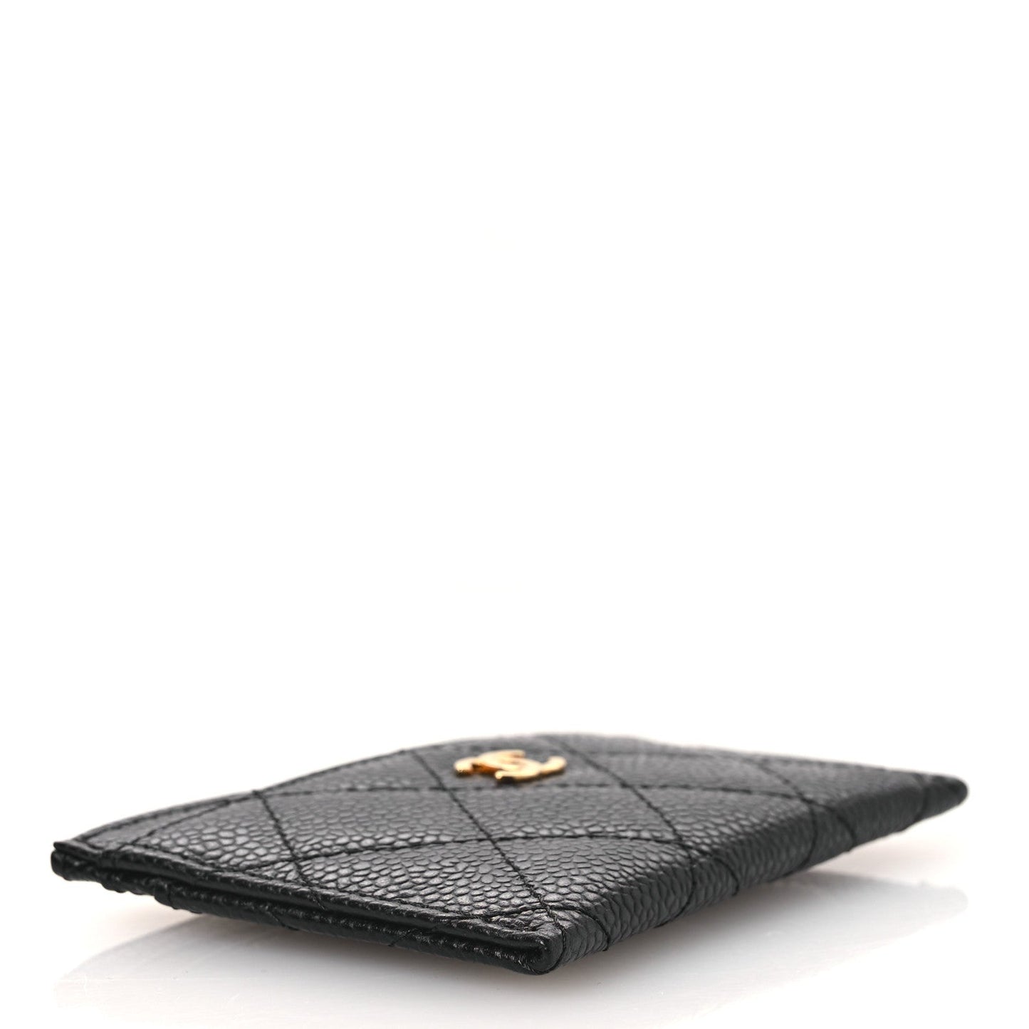 Caviar Quilted Card Holder Black