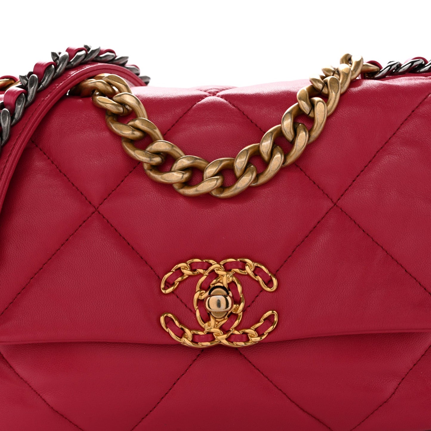 Goatskin Quilted Medium Chanel 19 Flap Pink