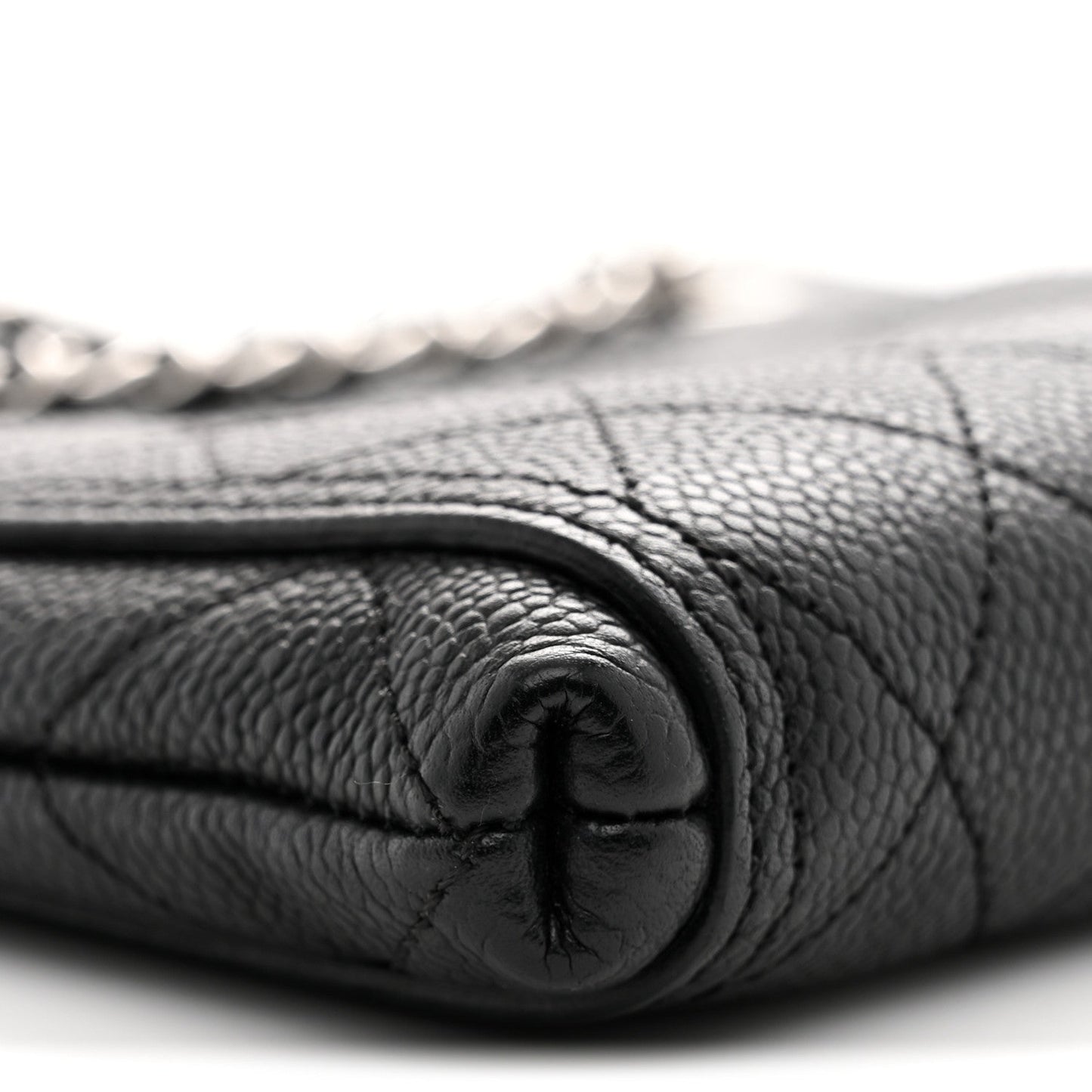 Caviar Stitched Small CC Pocket Shoulder Black