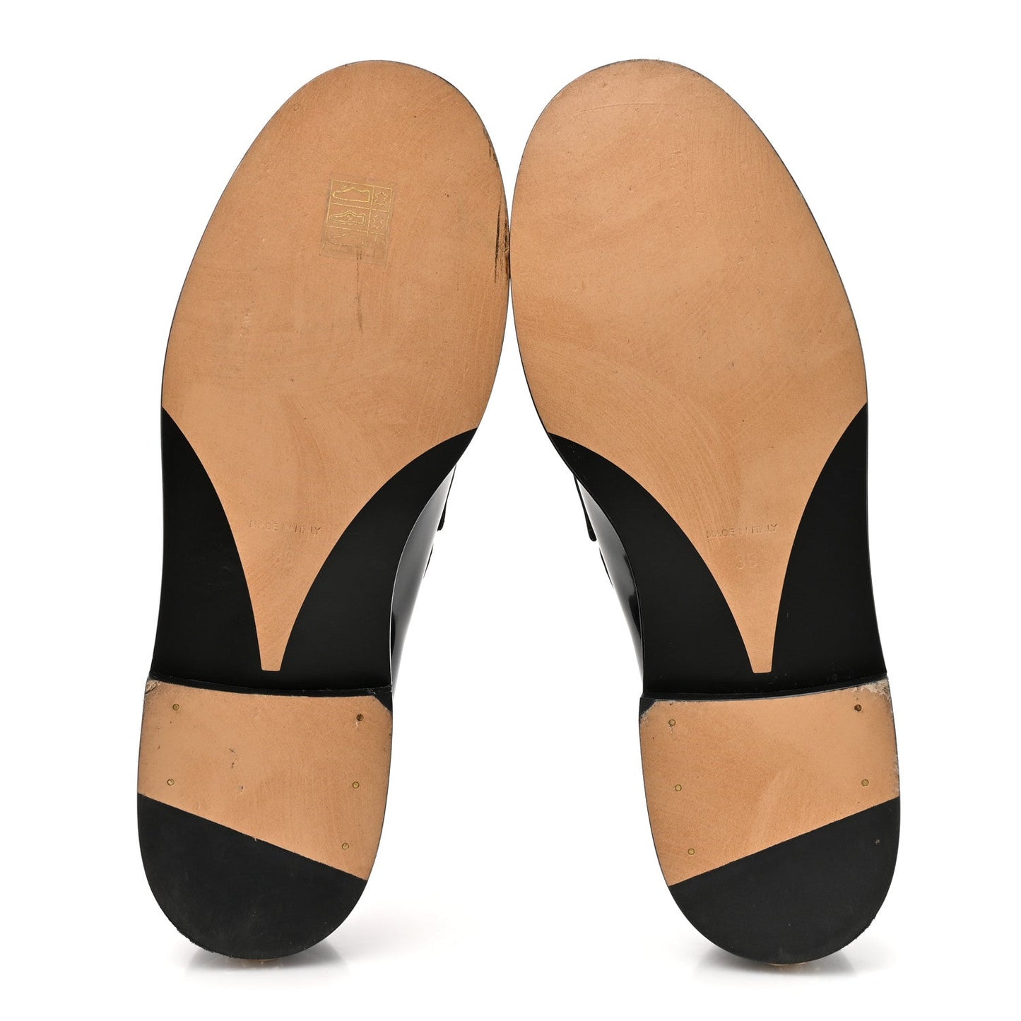 Shiny Calfskin Logo Loafers 39 Black