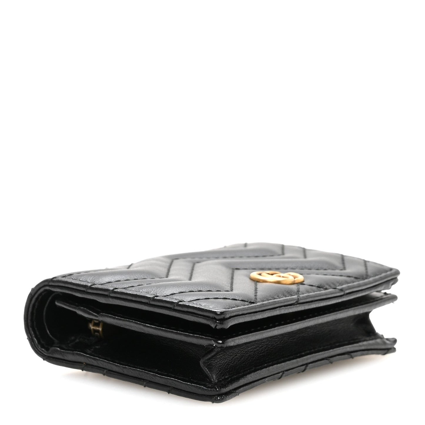 Calfskin Matelasse GG Marmont Card Case Wallet Black