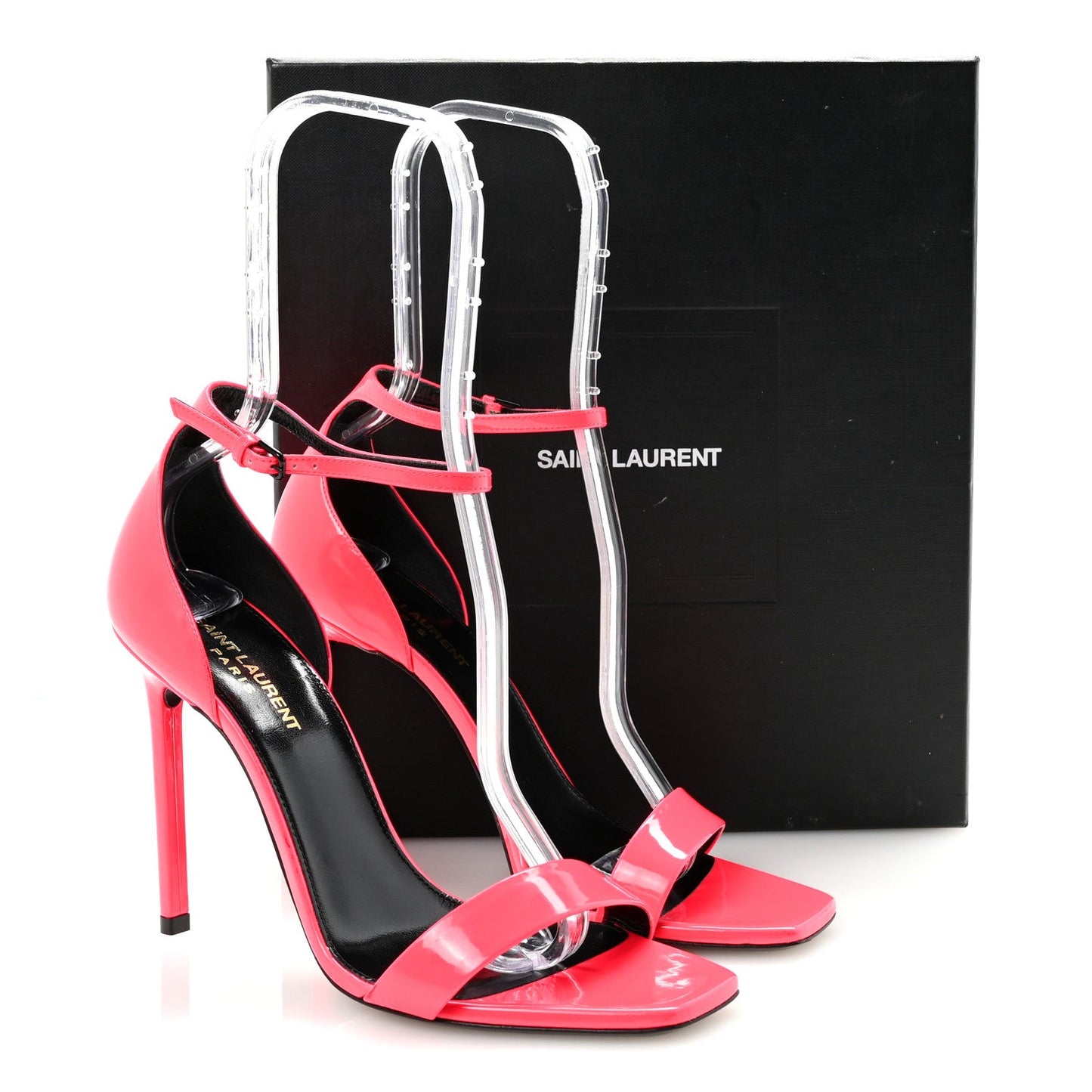 Patent Calfskin Amber 105 Ankle Strap Sandals 39.5 Fuchsia Fluo